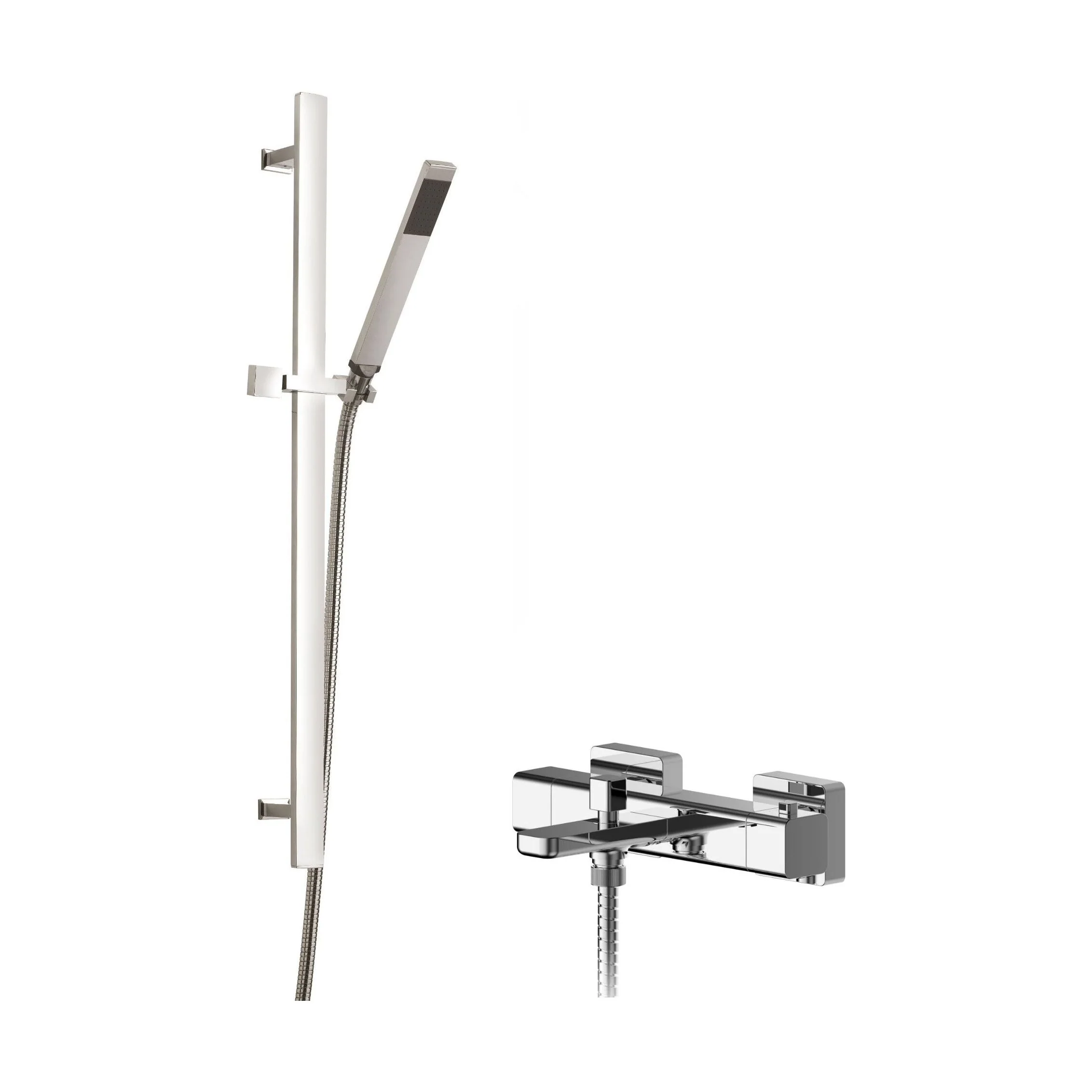 Empire Wall Mount Thermostatic Bath Shower Mixer Tap with Slide Rail Kit - Chrome - Balterley