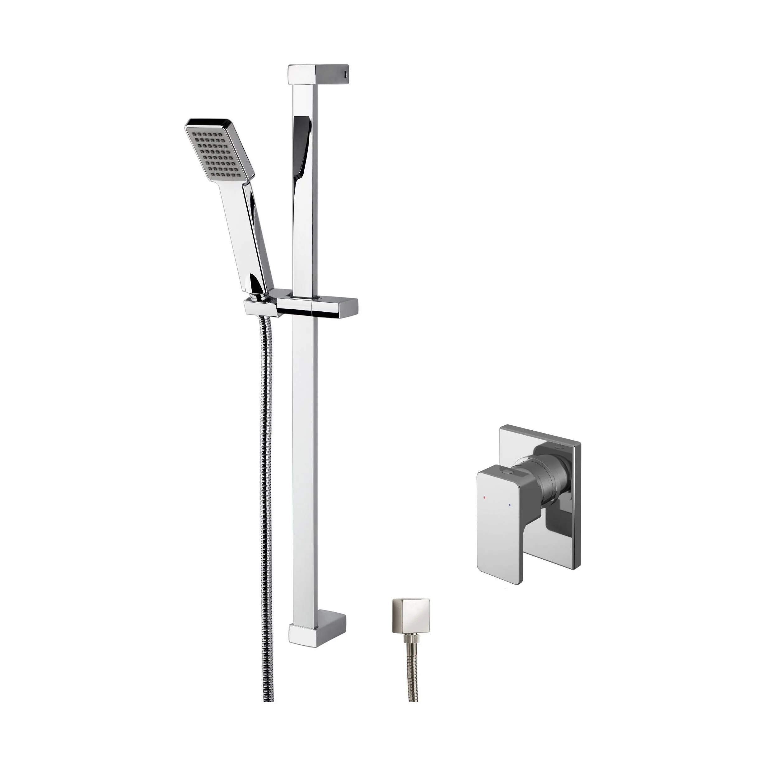 Empire Concealed Square Manual Valve & Slide Rail Kit Shower Bundle Set - Chrome - Balterley