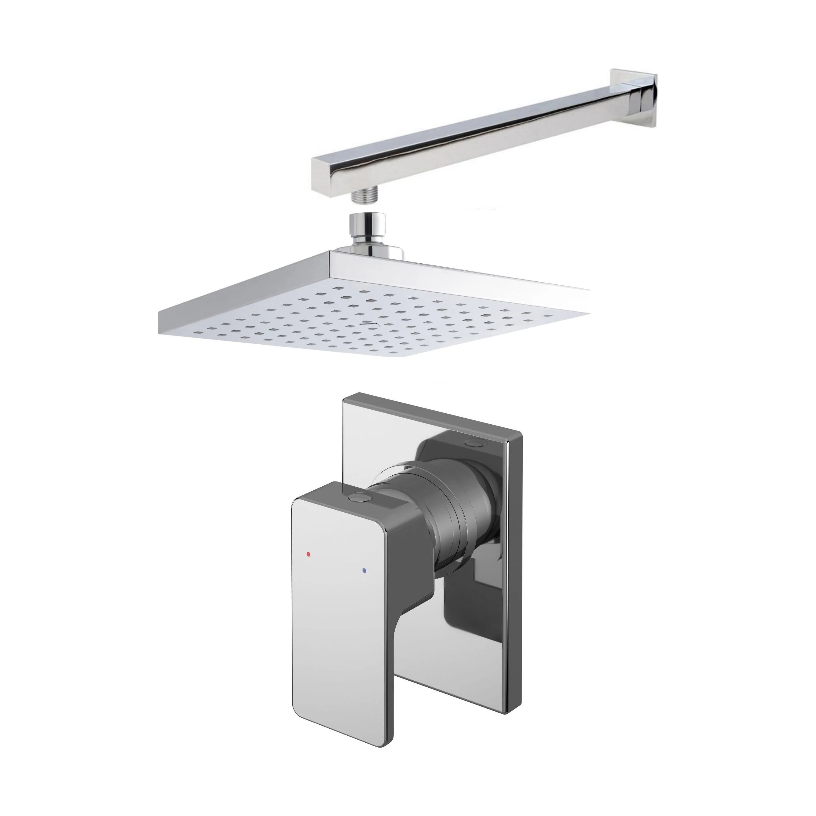 Empire Concealed Square Manual Valve, Arm & Head Shower Bundle Set - Chrome - Balterley