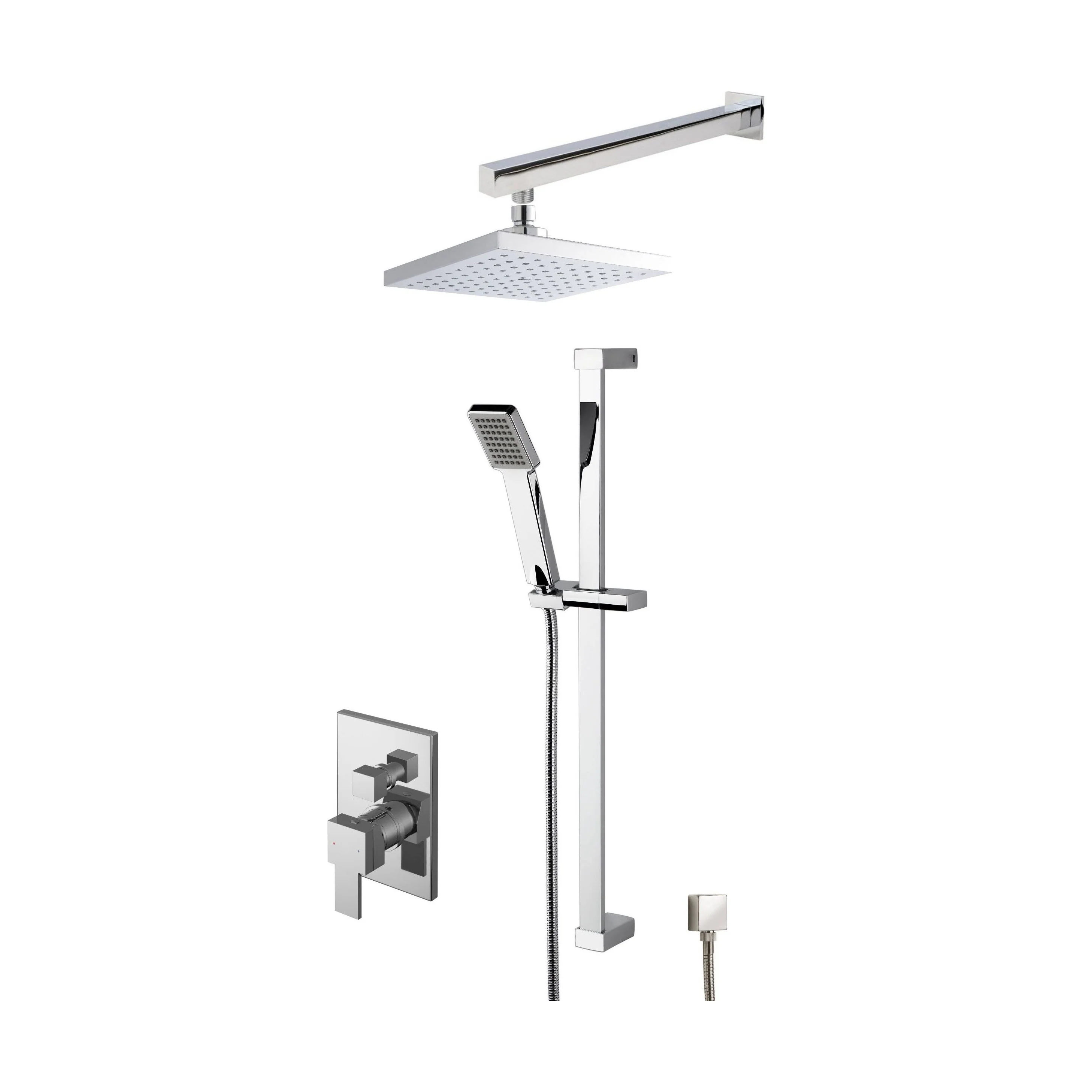 Ripple Concealed Square Manual Valve Shower Set - Chrome - Balterley