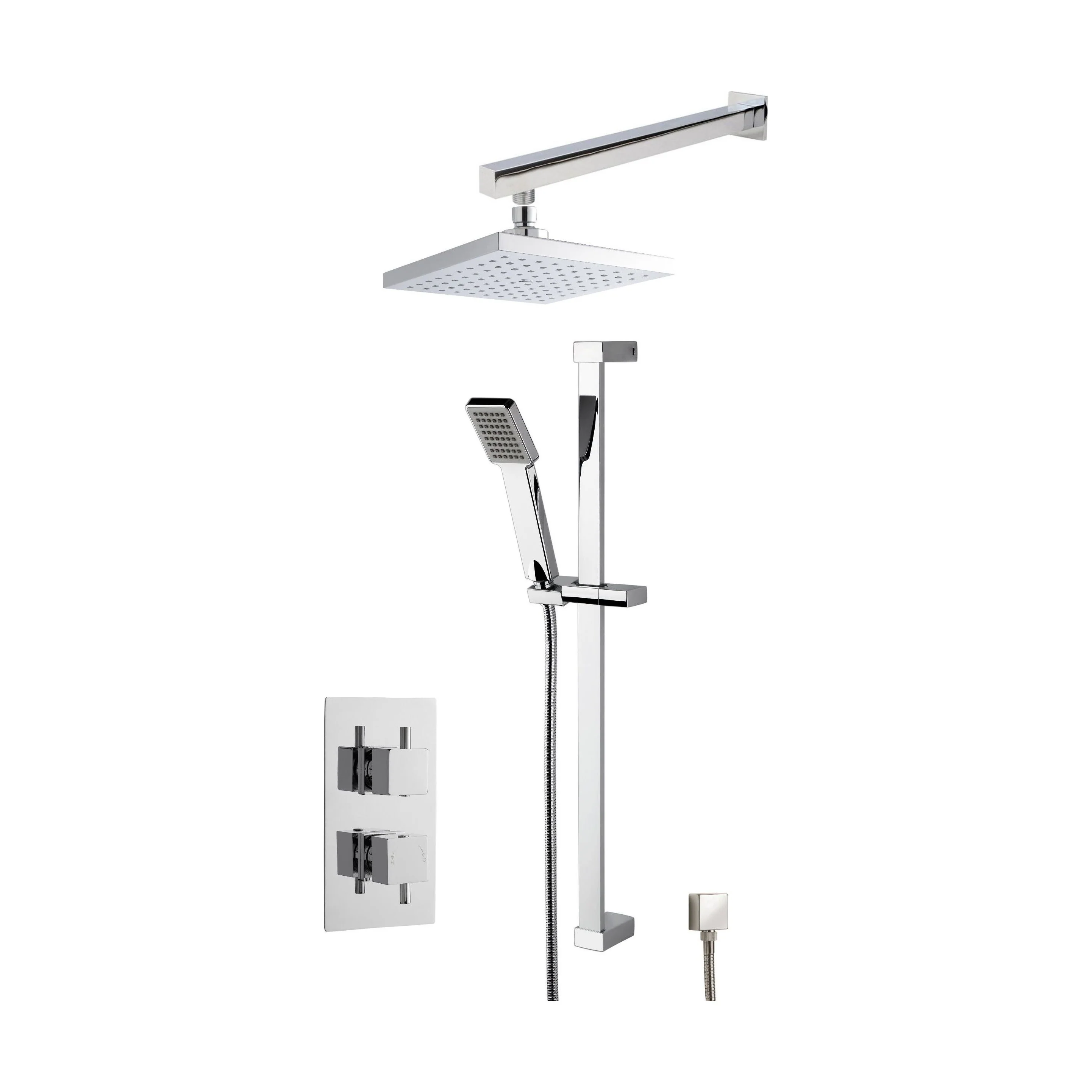 Concealed Square Twin Valve Shower Set - Chrome - Balterley