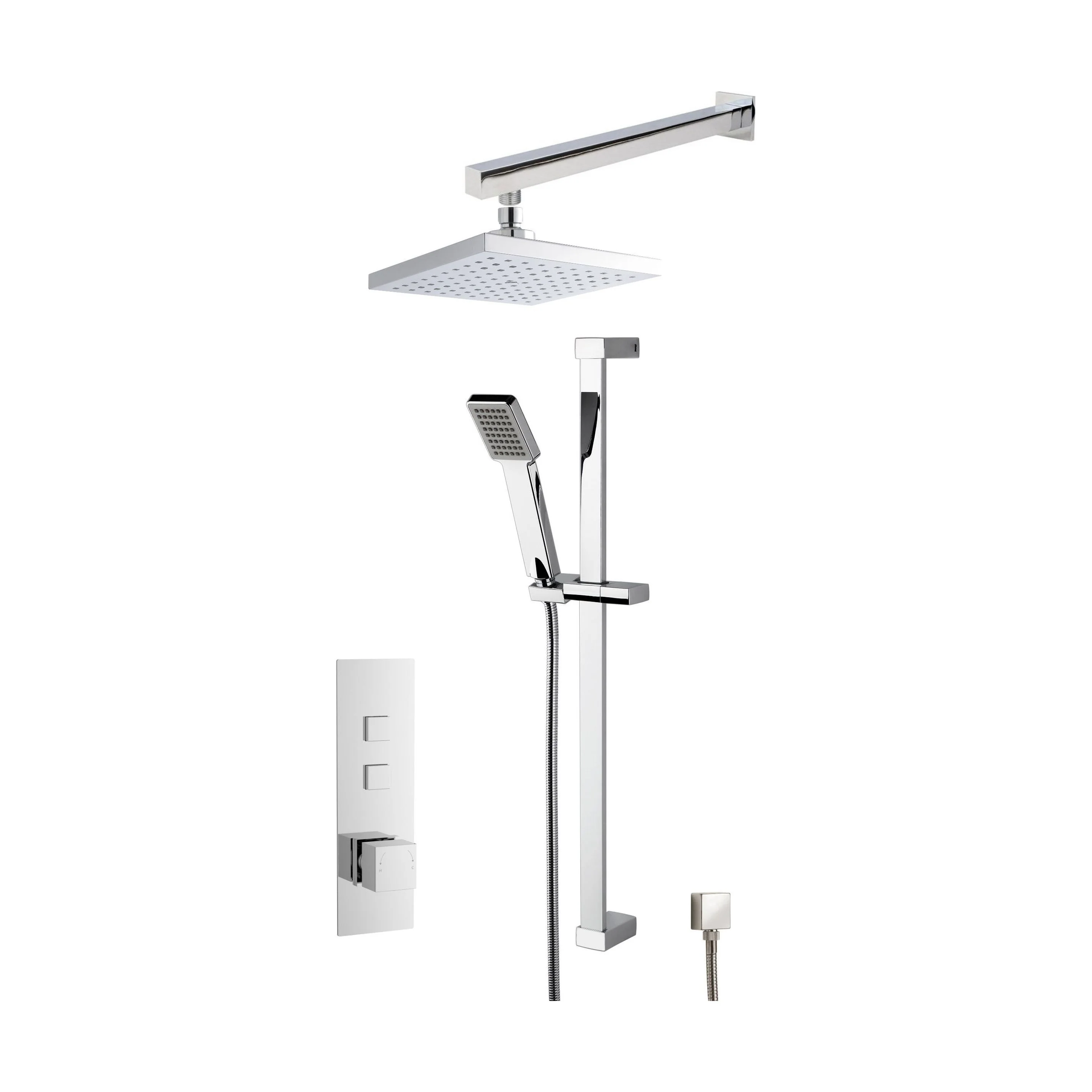Concealed Square Push Button Valve Shower Set - Chrome - Balterley