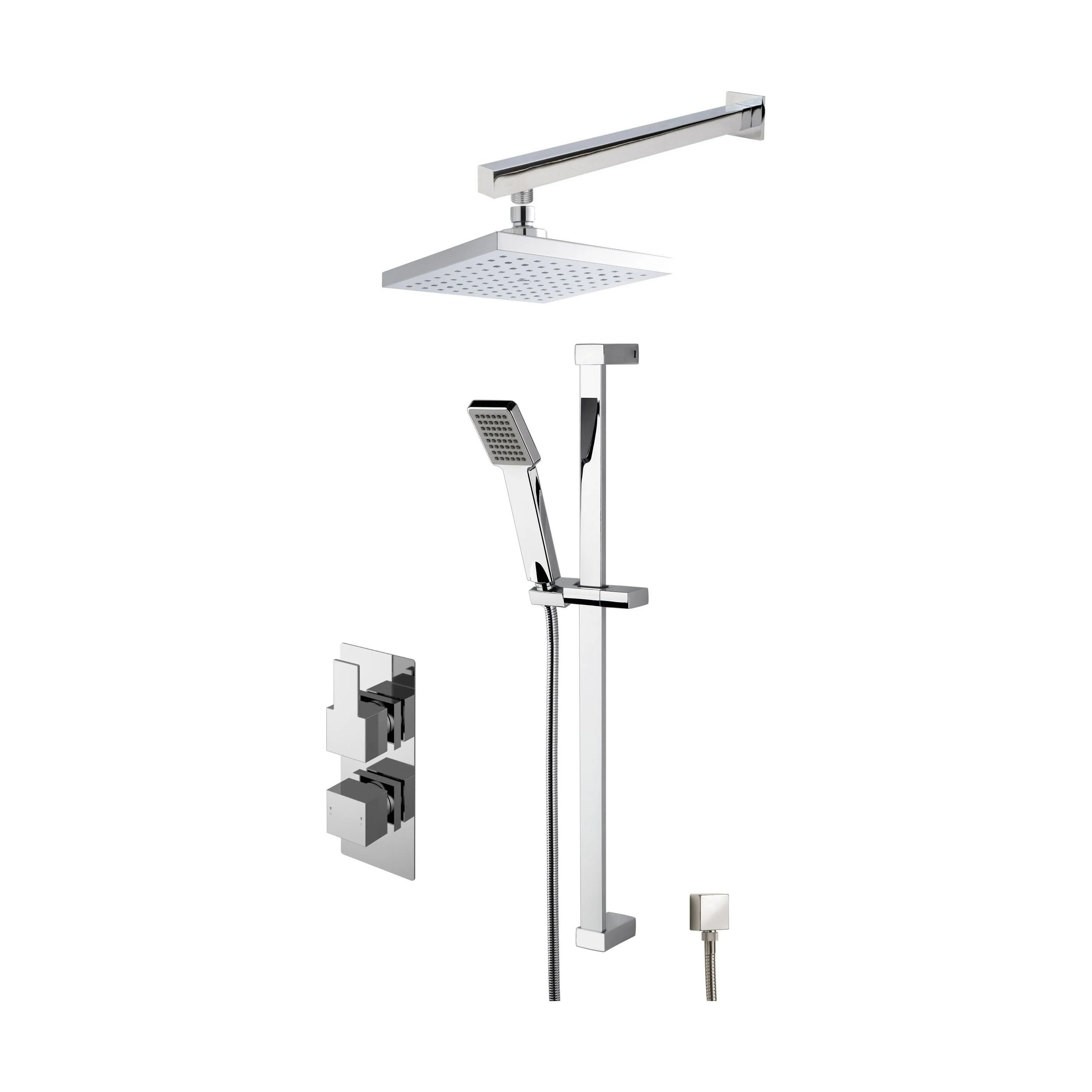 Ripple Concealed Square Twin Valve Shower Set - Chrome - Balterley