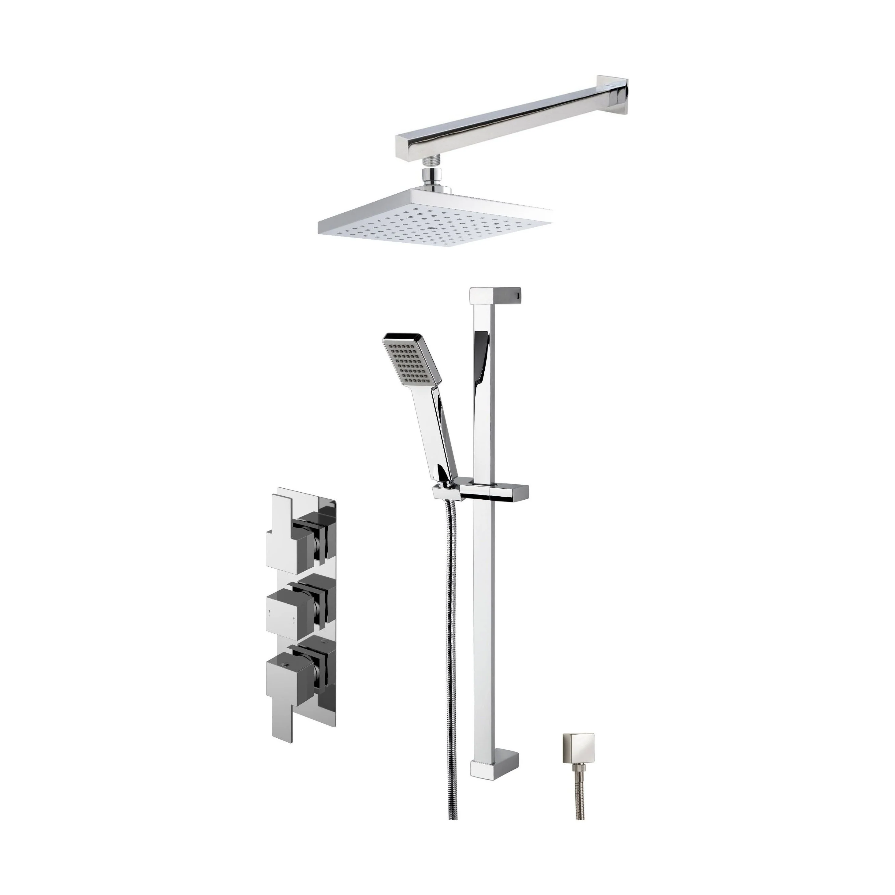 Ripple Concealed Square Triple Valve Shower Set - Chrome - Balterley