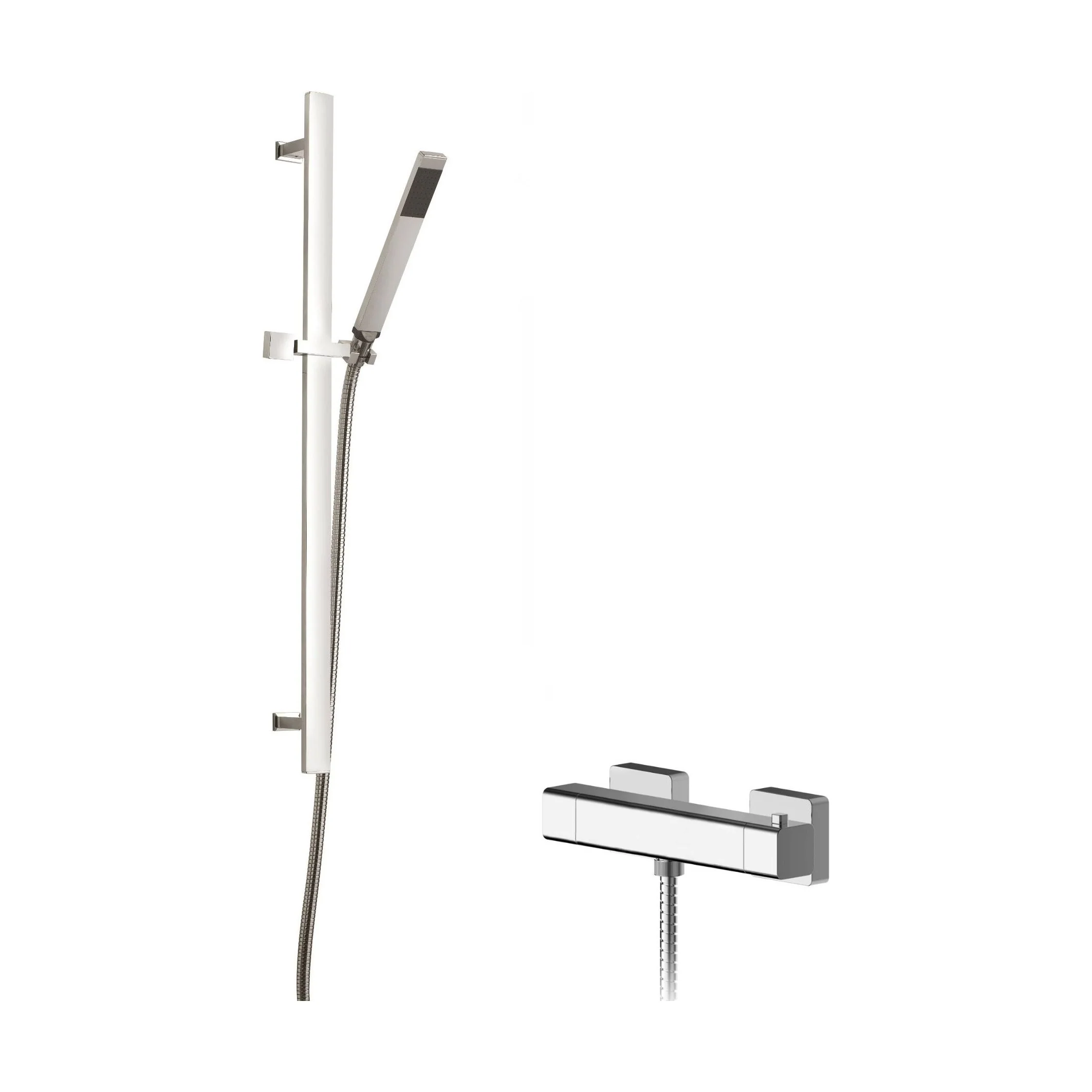 Empire Square Bar Valve & Sheer Slide Rail Shower Kit - Chrome - Balterley
