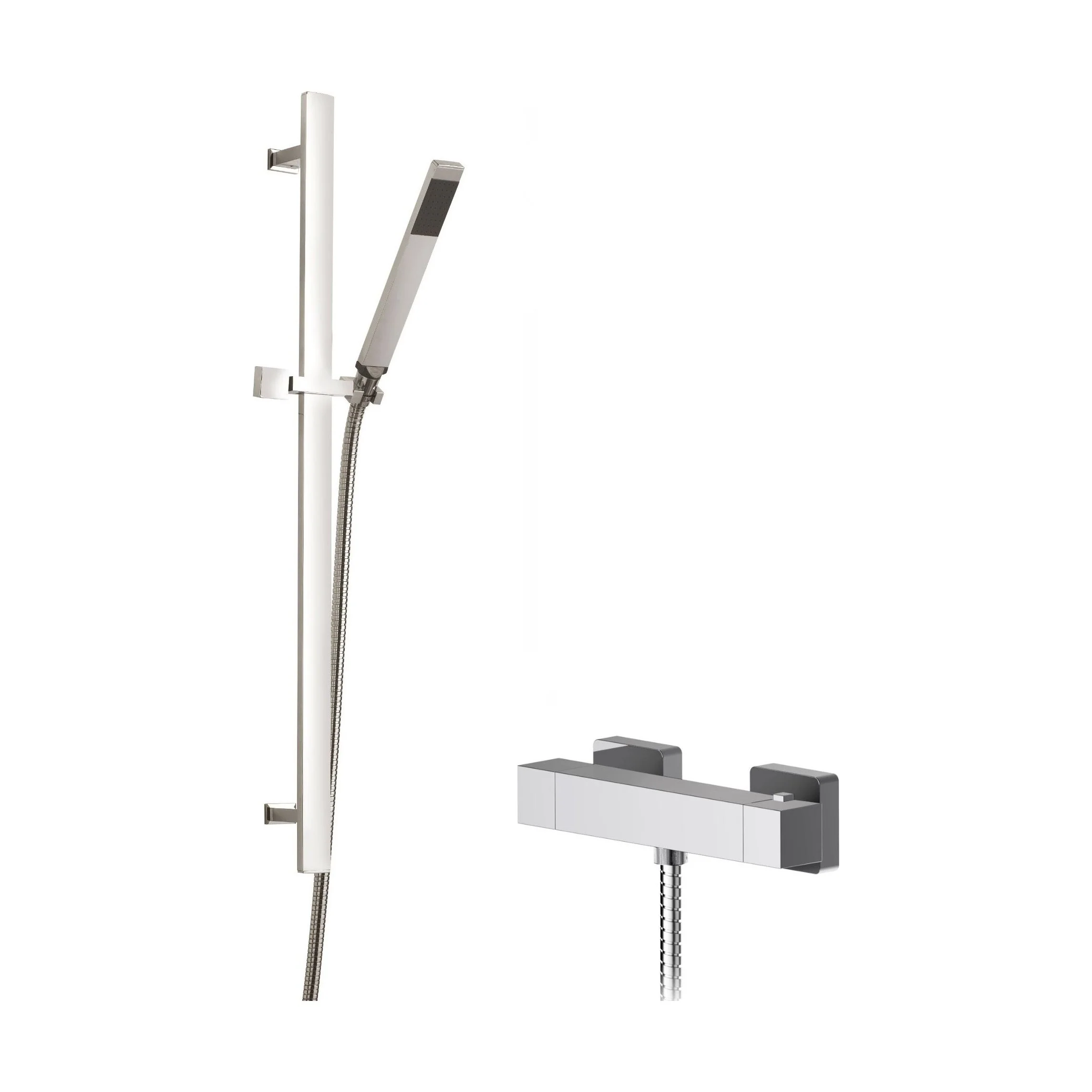 Ripple Square Bar Valve & Sheer Slide Rail Shower Kit - Chrome - Balterley
