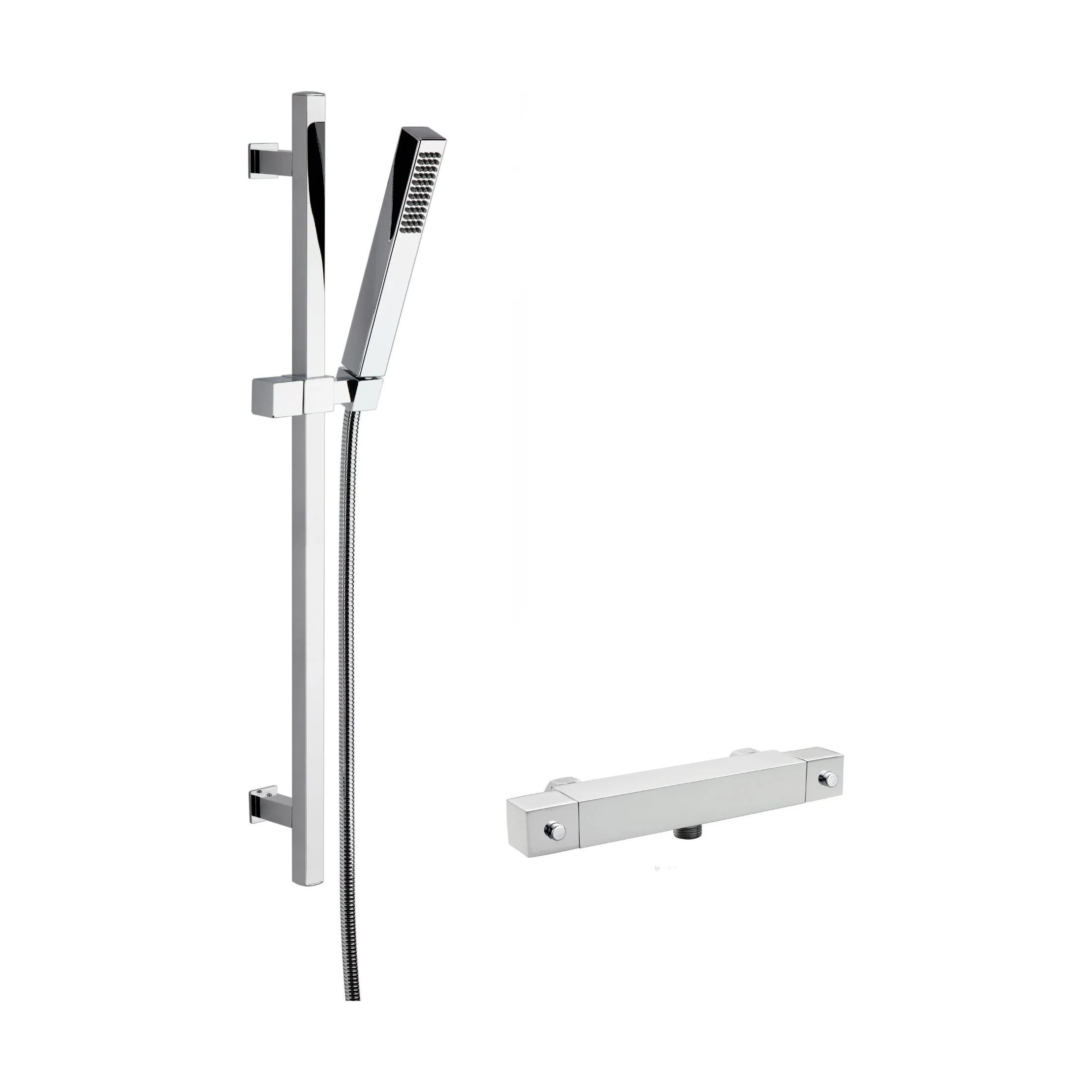 Square Bar Valve & Slide Rail Shower Kit - Chrome - Balterley