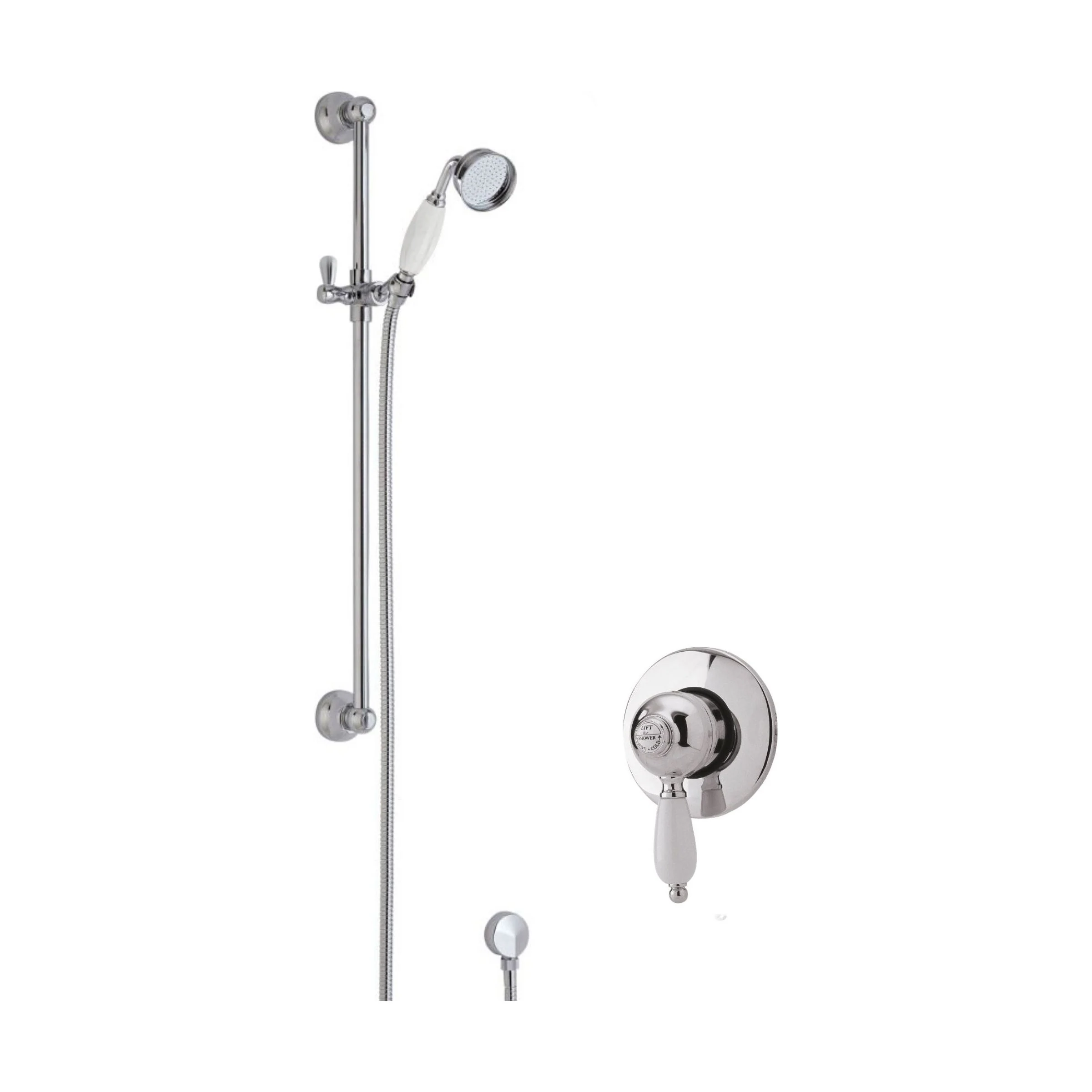 Traditional Concealed Manual Valve & Slide Rail Shower Set - Chrome/White - Balterley