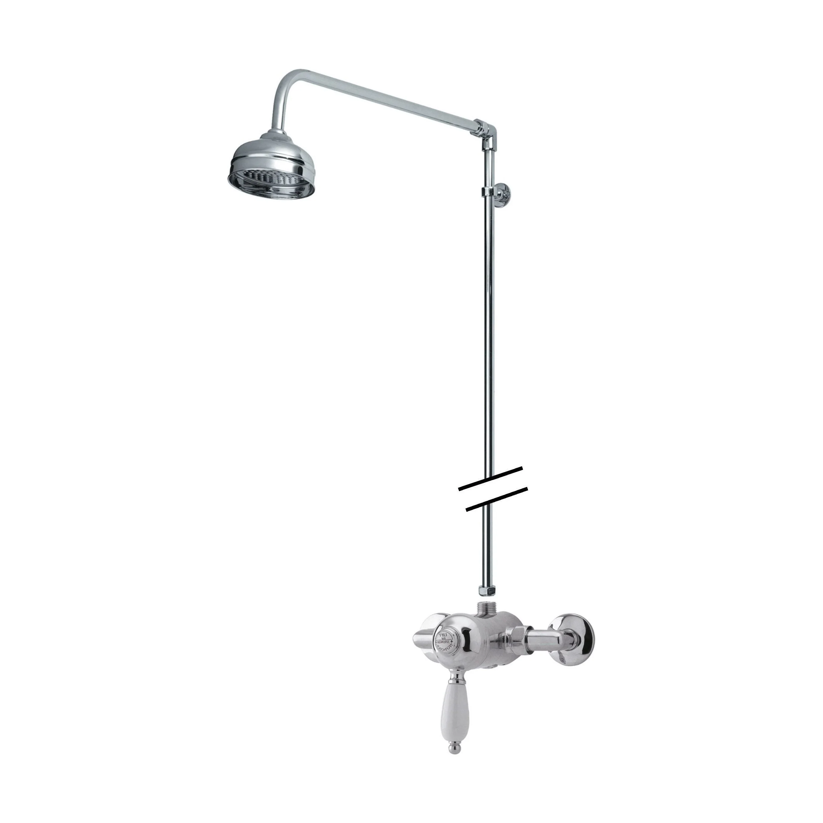 Traditional Exposed Manual Valve & Rigid Riser Shower Set - Chrome/White - Balterley