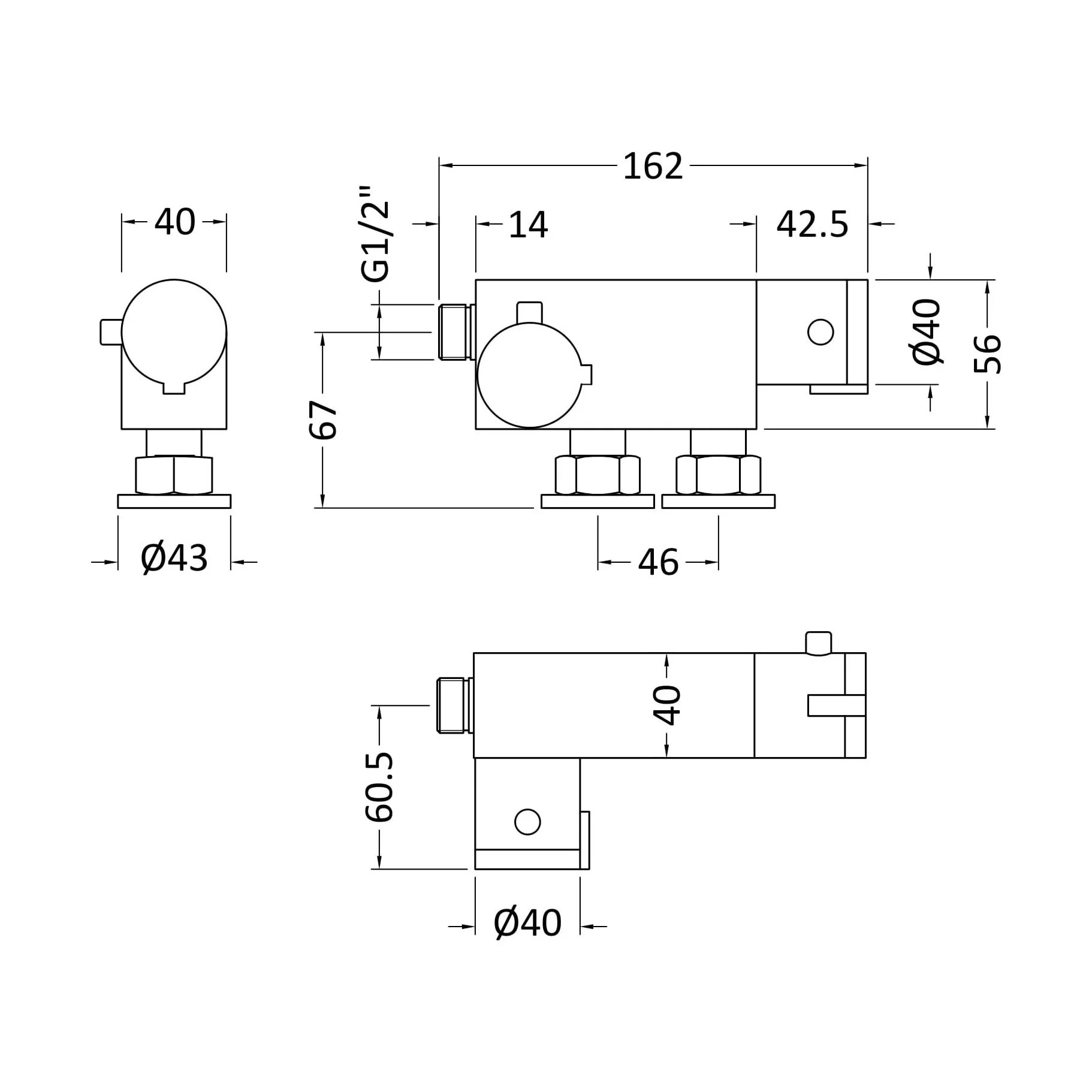 Contemporary Round Vertical Thermostatic Shower Bar Valve (1 Outlet) - Chrome - Balterley - Image 2