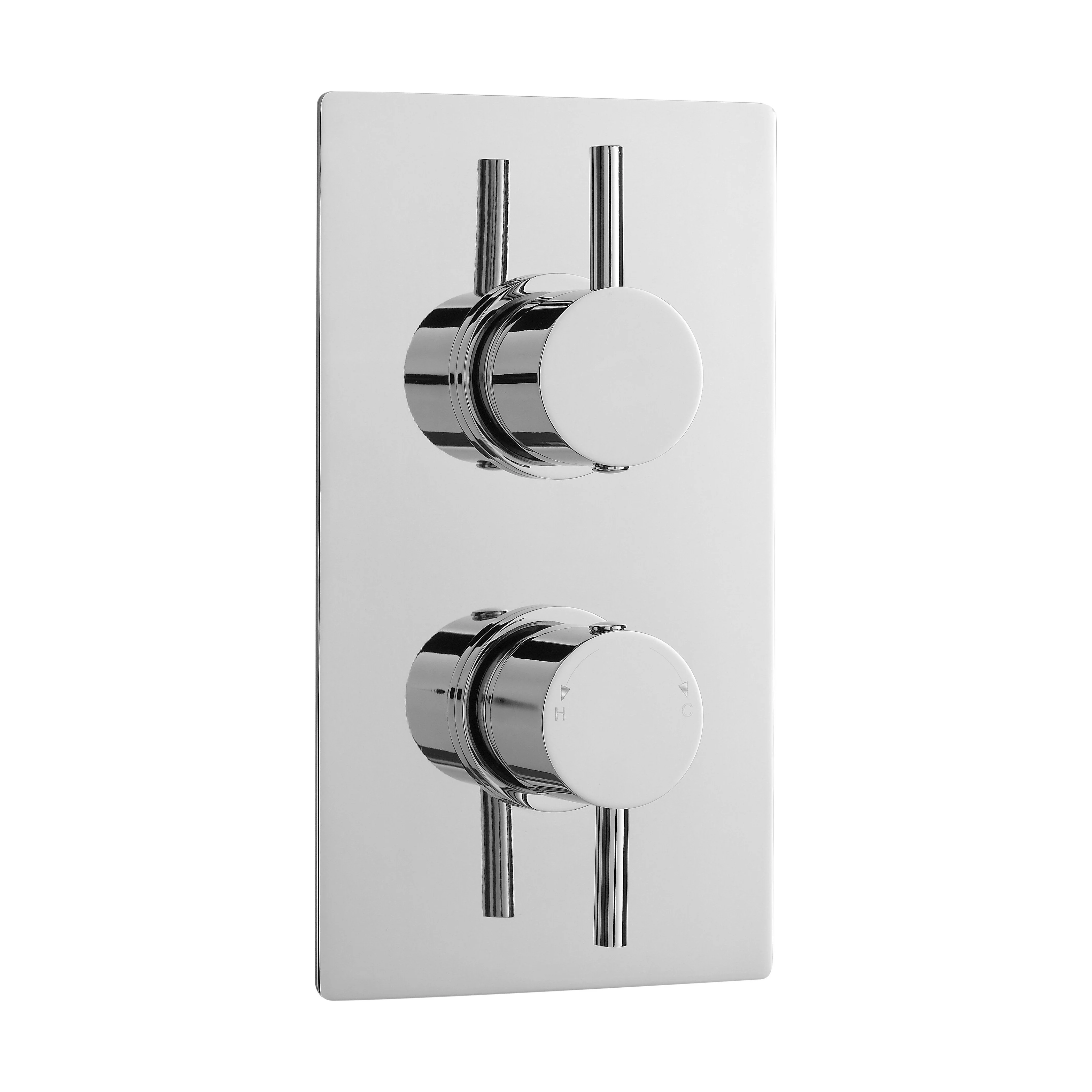 Round Concealed Twin Thermostatic Shower Valve (1 Outlet) - Chrome