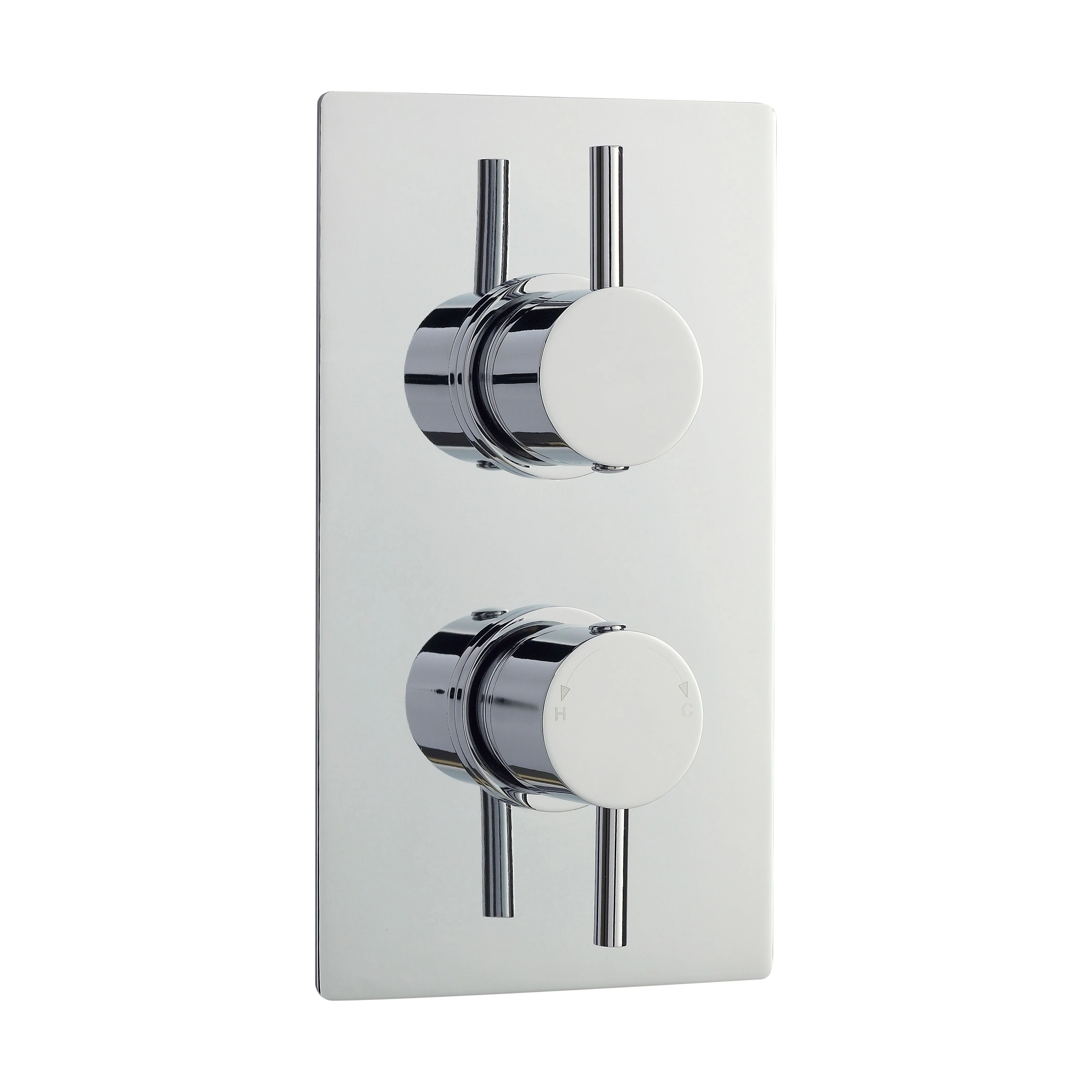 Round Concealed Twin Thermostatic Shower Valve With Diverter (2 Outlets) - Chrome - Balterley