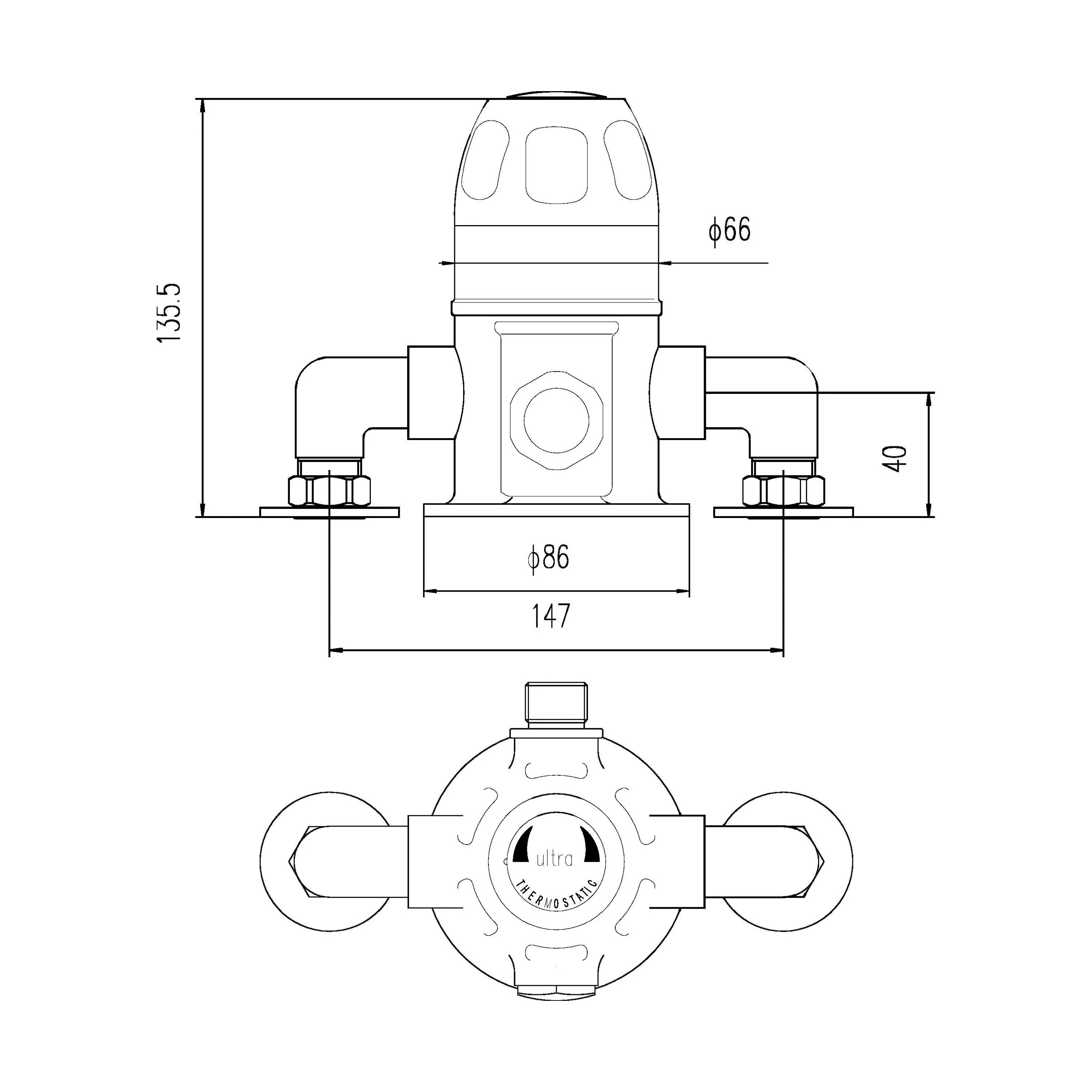 Contemporary Round Exposed Sequential Thermostatic Shower Valve (1 Outlet) - Chrome - Balterley - Image 2