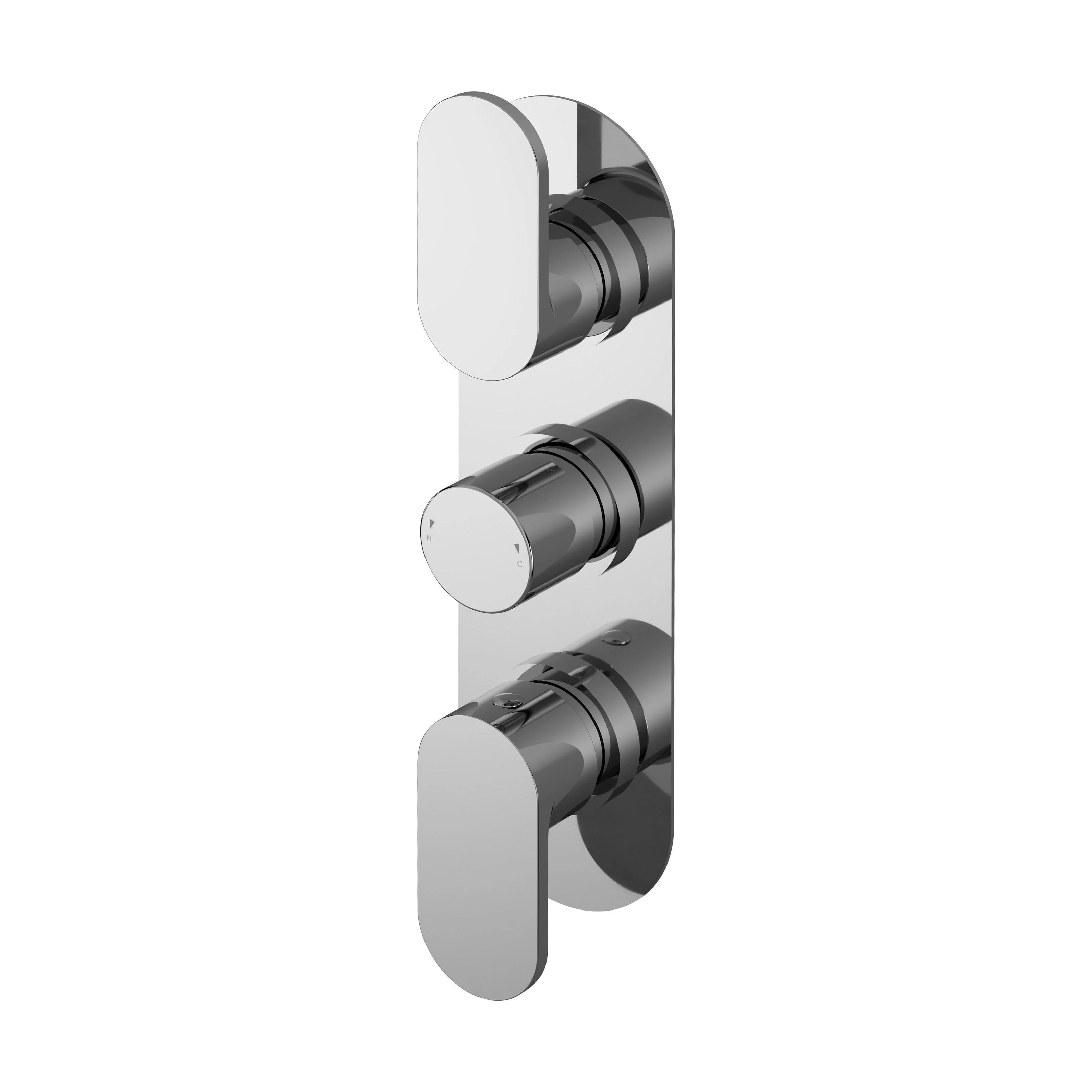 Balterley Current Contemporary Round Triple Concealed Thermostatic Shower Valve with Lever and Knob Handles - Chrome Finish