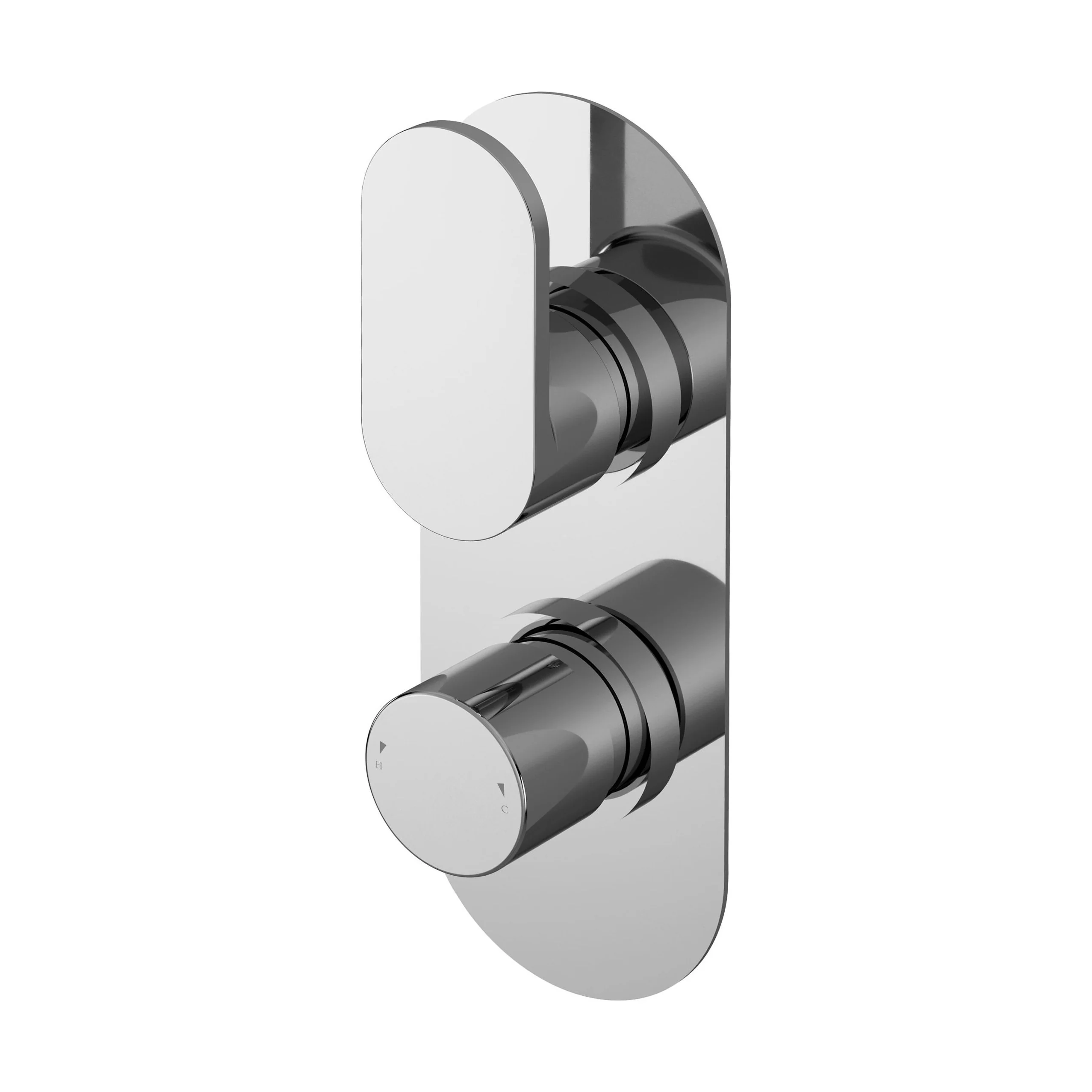 Balterley Current Contemporary Round Twin Concealed Thermostatic Shower Valve with Lever and Knob Handles - Chrome Finish