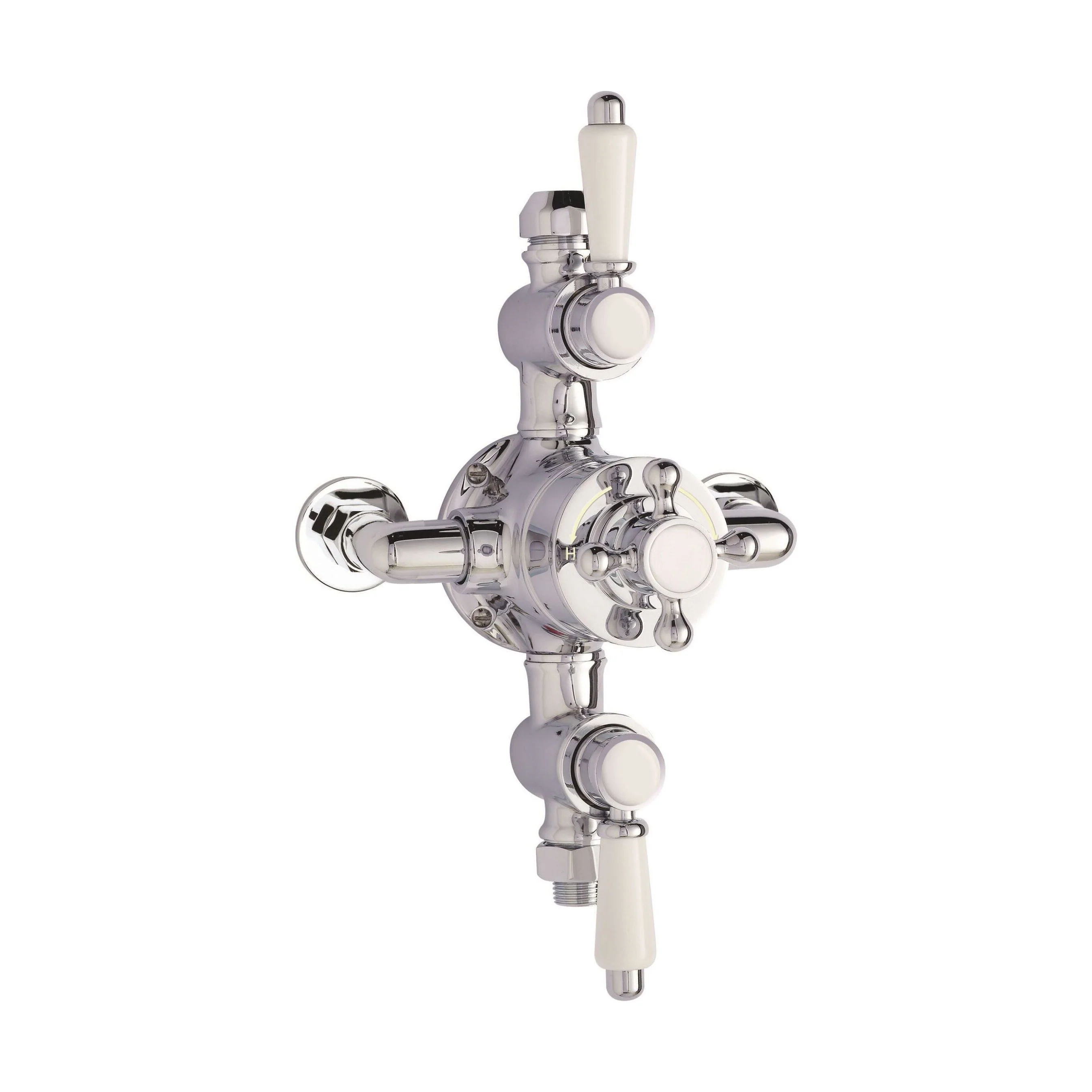 Traditional Exposed Triple Thermostatic Shower Valve - 2 Outlets - Chrome Finish - Premium Bathroom Fitting by Balterley