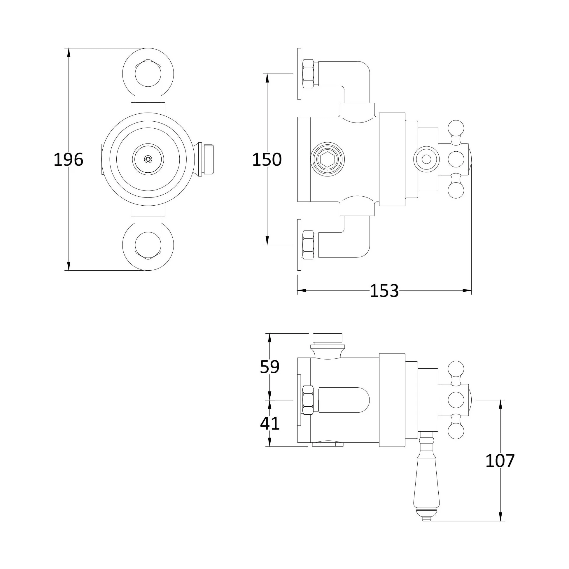 Traditional Exposed Dual Thermostatic Shower Valve (1 Outlet) - Chrome - Balterley - Image 2