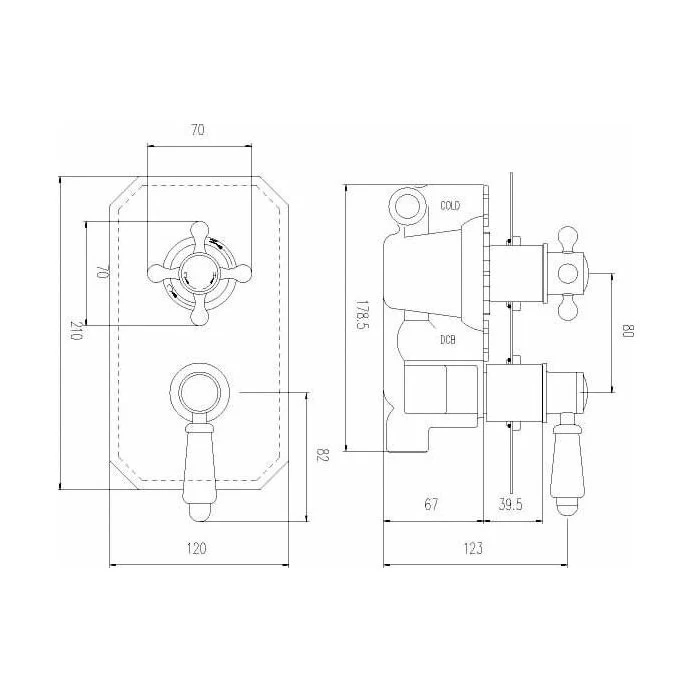 Traditional Bathroom Concealed Twin Thermostatic Shower Valve (1 Outlet) - Chrome - Balterley - Image 2