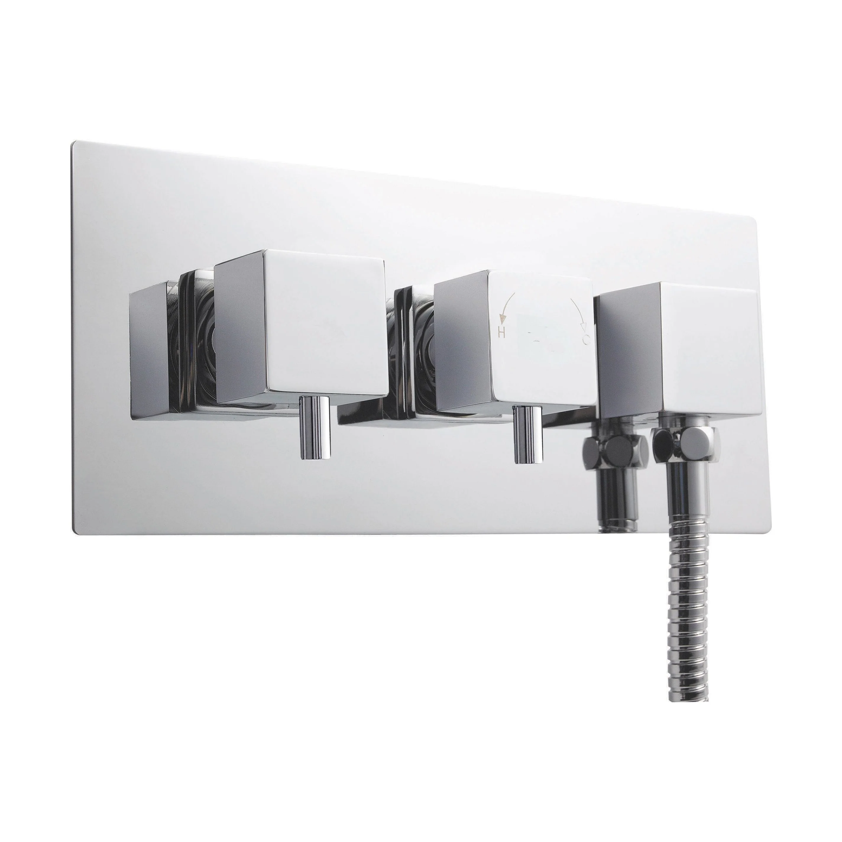 Square Concealed Twin Thermostatic Shower Valve With Diverter (1 Outlet) - Chrome - Balterley