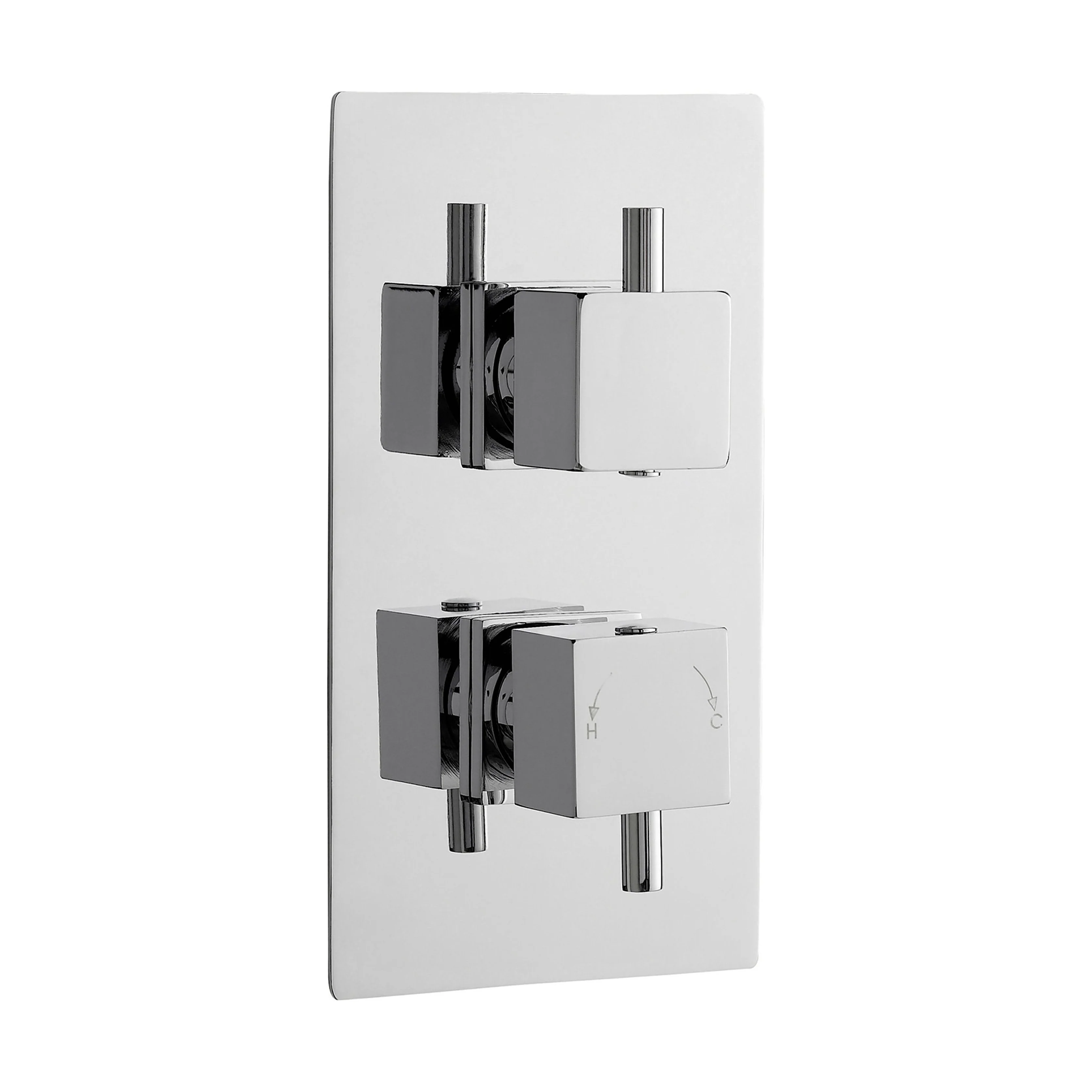 Balterley Contemporary Square Concealed Twin Thermostatic Shower Valve 1 Outlet - Chrome