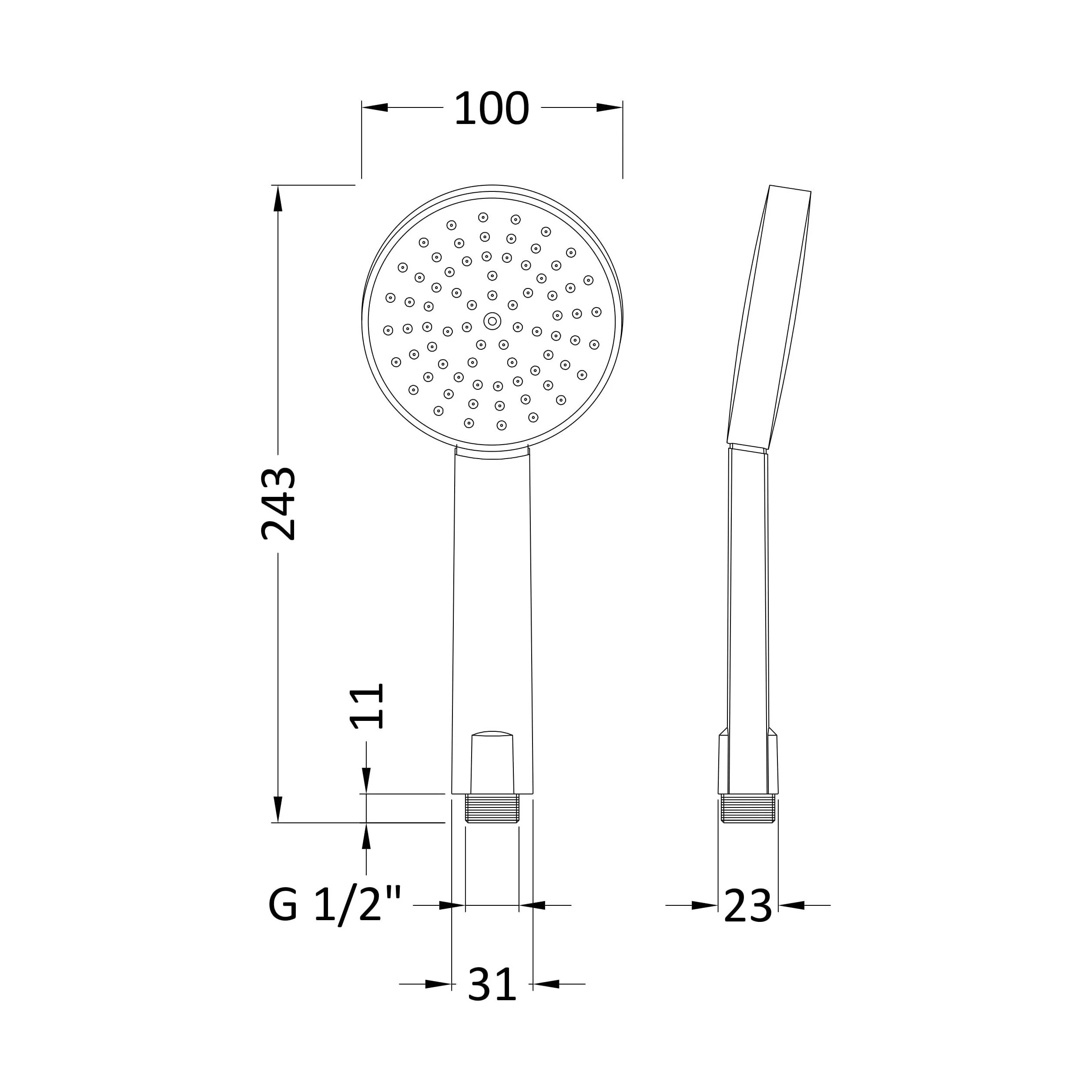 Balterley Contemporary Single Function Water Saving Shower Handset - Chrome - Image 2