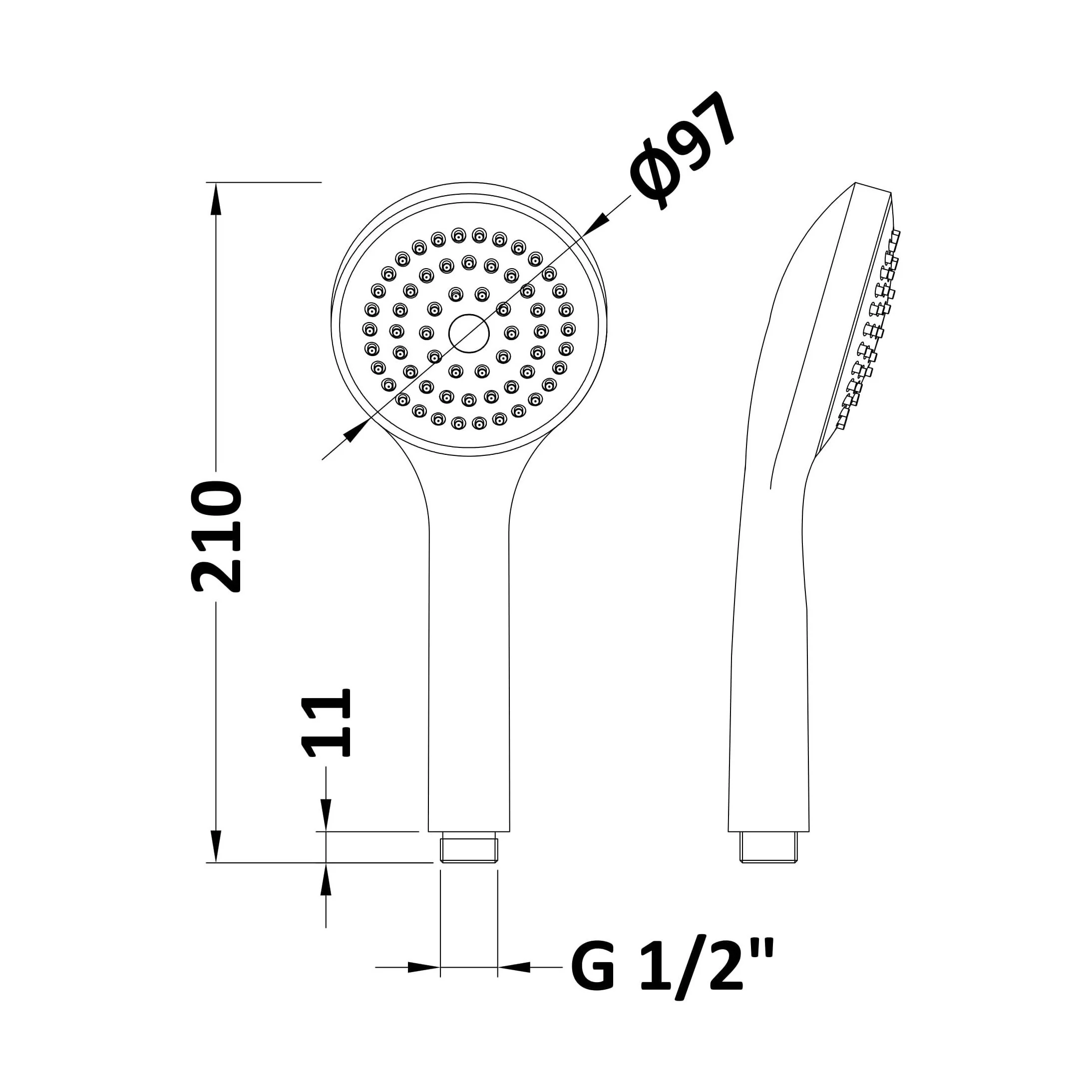 Balterley Contemporary Round Easy Clean Single Function Shower Handset - Chrome - Image 2