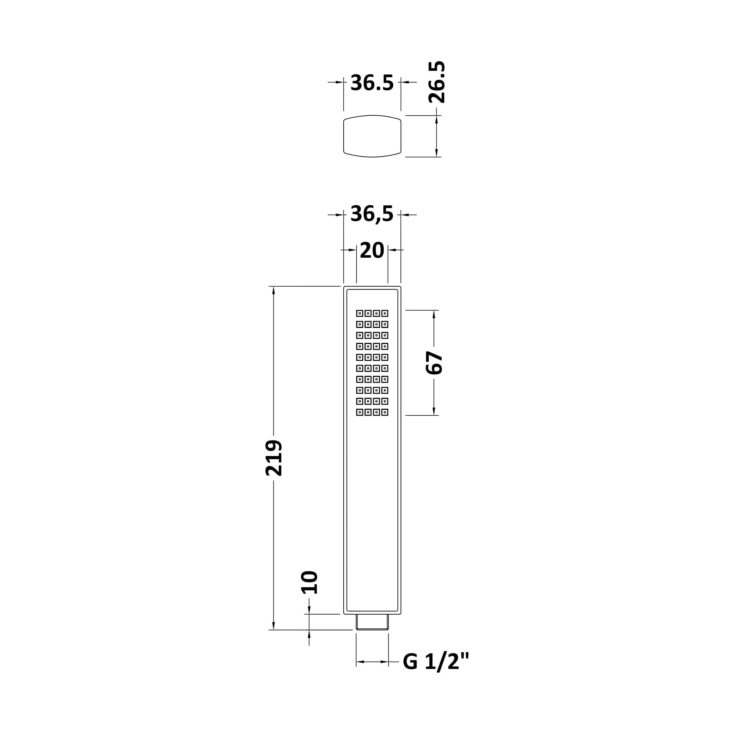 Balterley Contemporary Rectangular Easy Clean Shower Handset - Chrome - Image 2