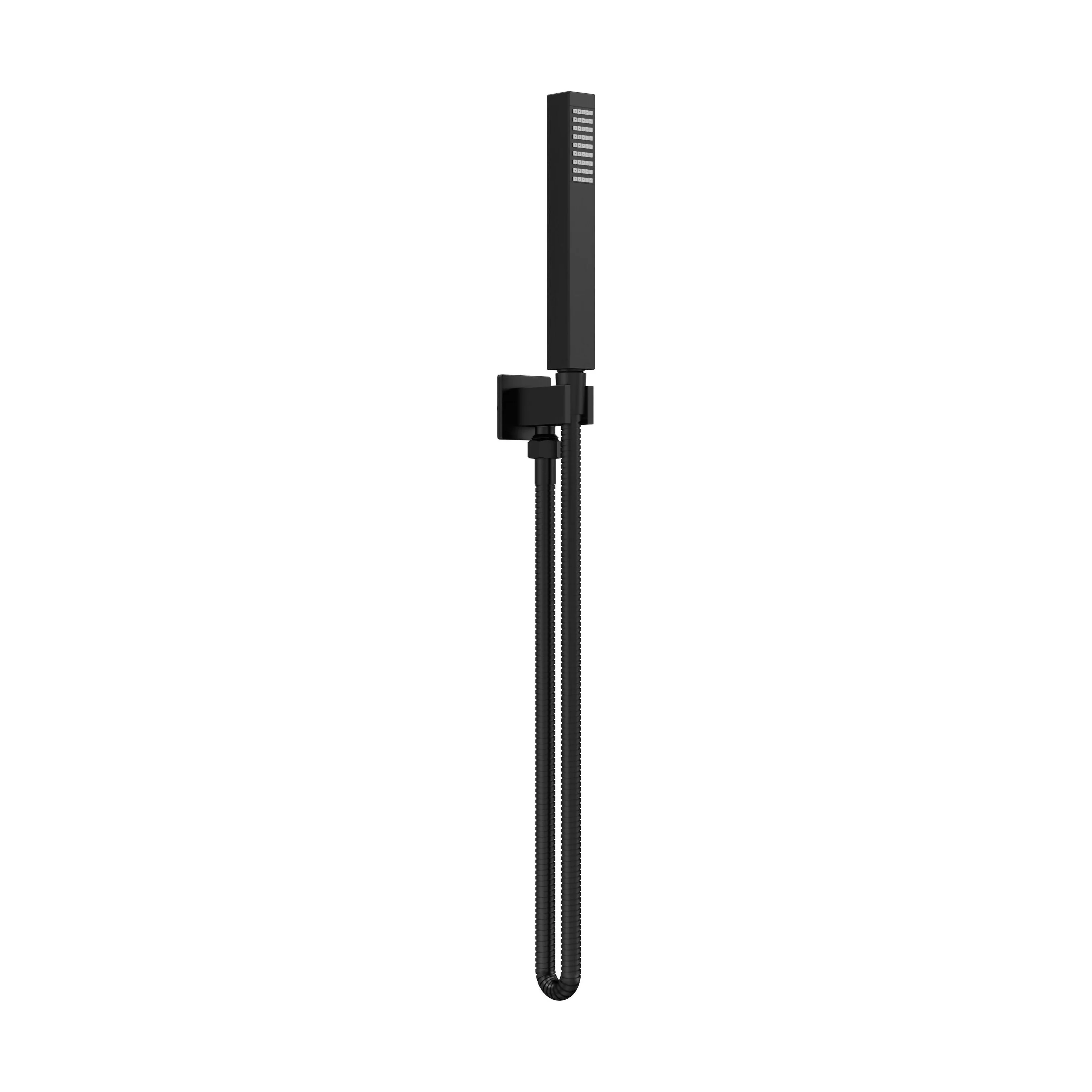 Square Outlet Elbow, Parking Bracket & Shower Handset - Matt Black - Image 2