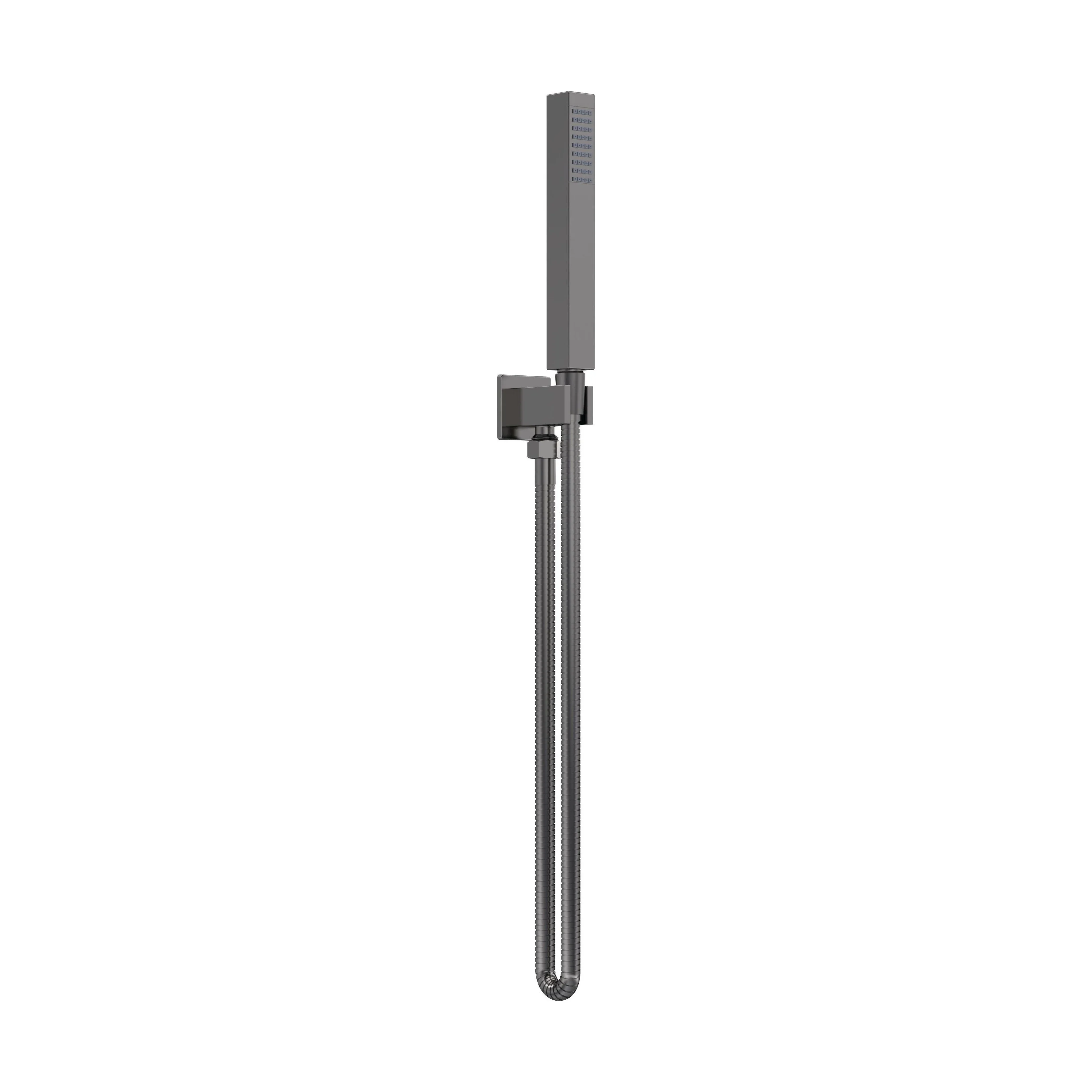 Square Outlet Elbow, Parking Bracket & Shower Handset - Matt Black - Image 3