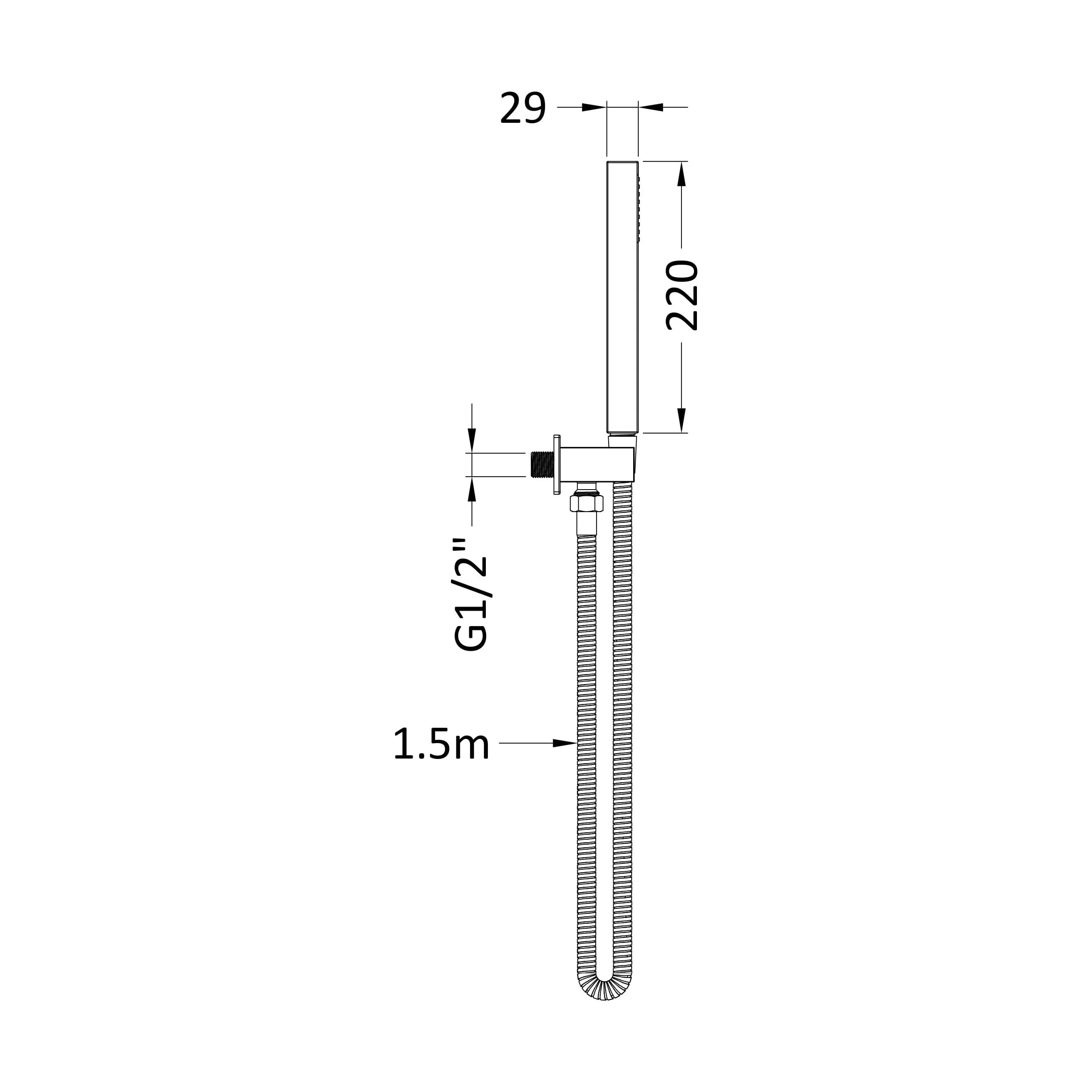 Square Outlet Elbow, Parking Bracket & Shower Handset - Matt Black - Image 7