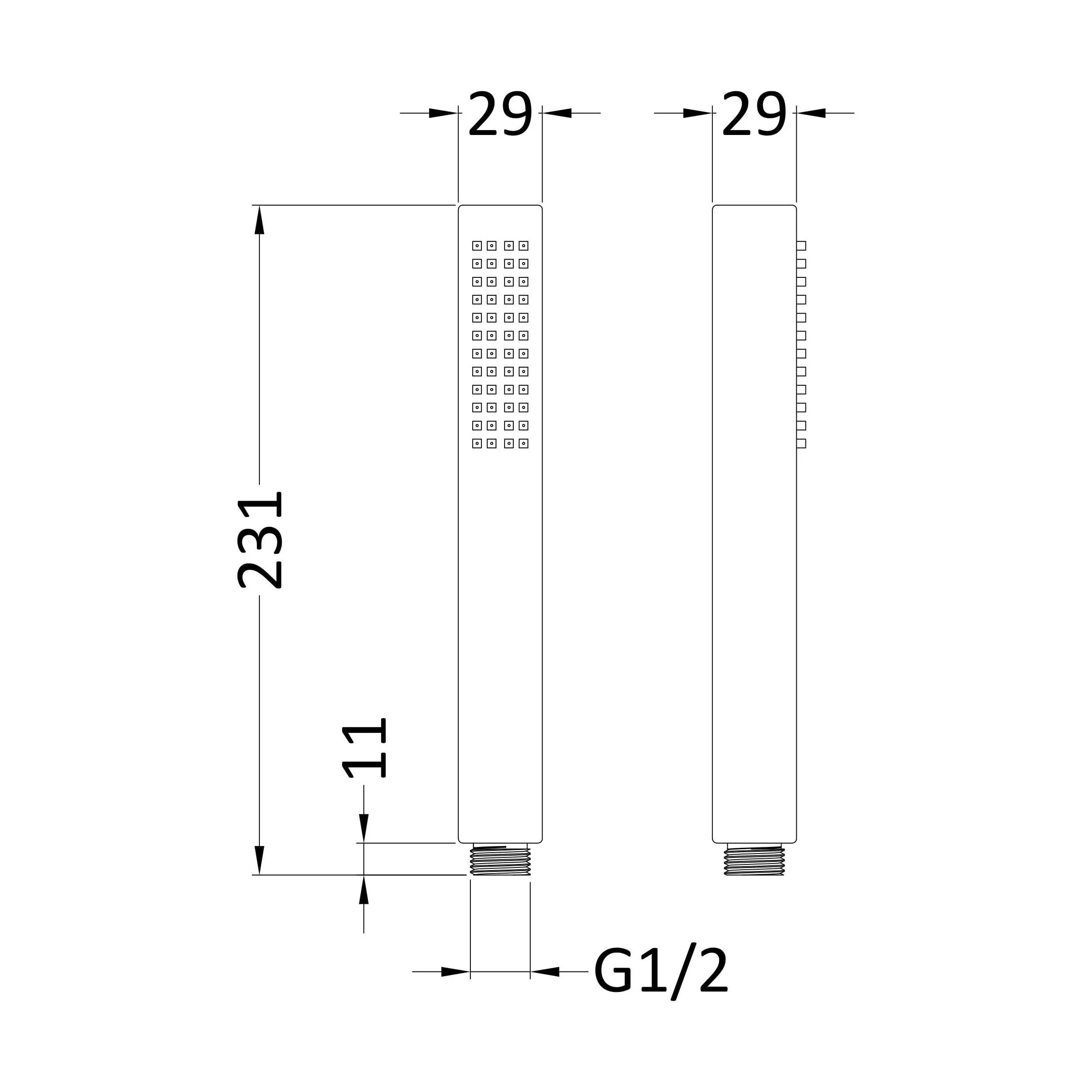 Balterley Contemporary Minimalist Square Single Function Shower Handset - Brushed Pewter - Image 2