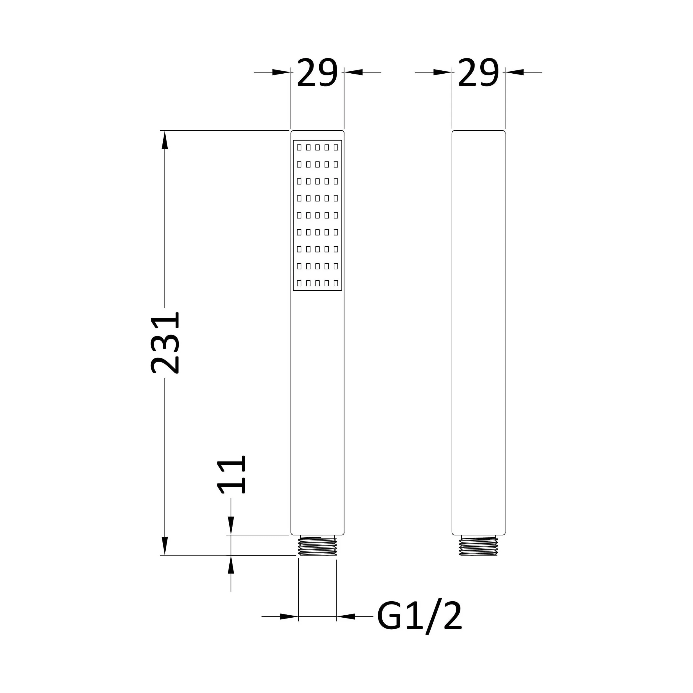Balterley Contemporary Minimalist Square Single Function Shower Handset - Brushed Brass - Image 2