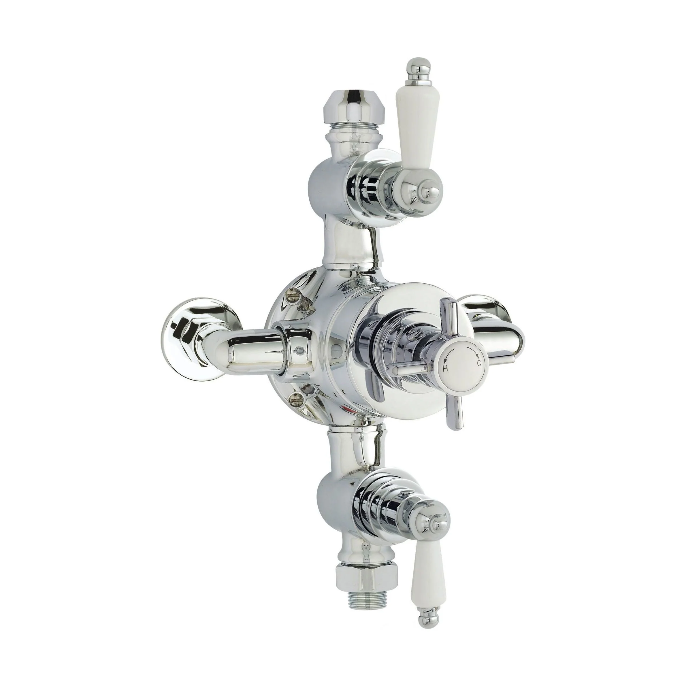 Traditional Exposed Triple Thermostatic Shower Valve - 2 Outlets - Durable Chrome Finish - Luxury Bathroom Fittings by Balterley