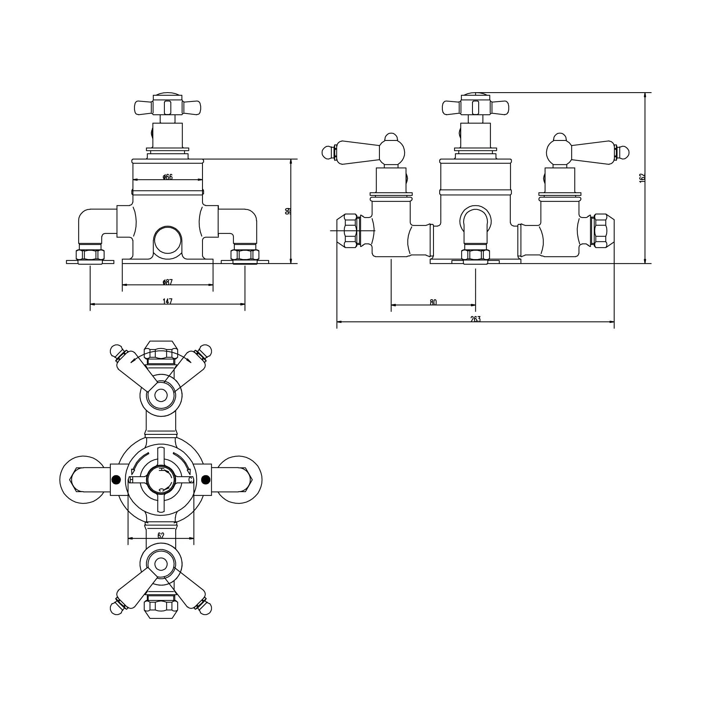 Traditional Exposed Triple Thermostatic Shower Valve - 2 Outlets - Durable Chrome Finish - Luxury Bathroom Fittings by Balterley - Image 2