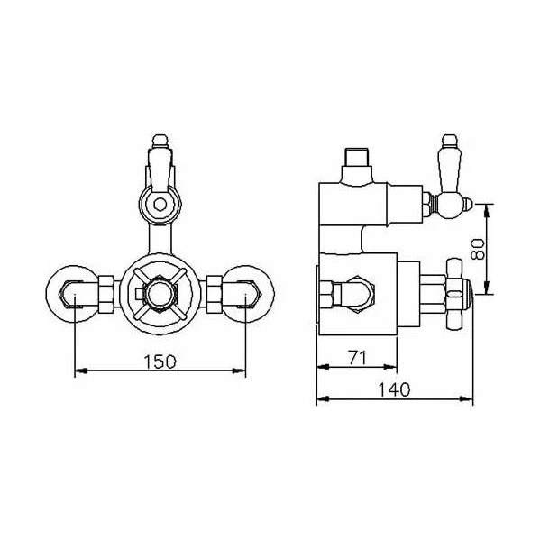 Traditional Twin Exposed Thermostatic Shower Valve & Rigid Riser Kit - Chrome
