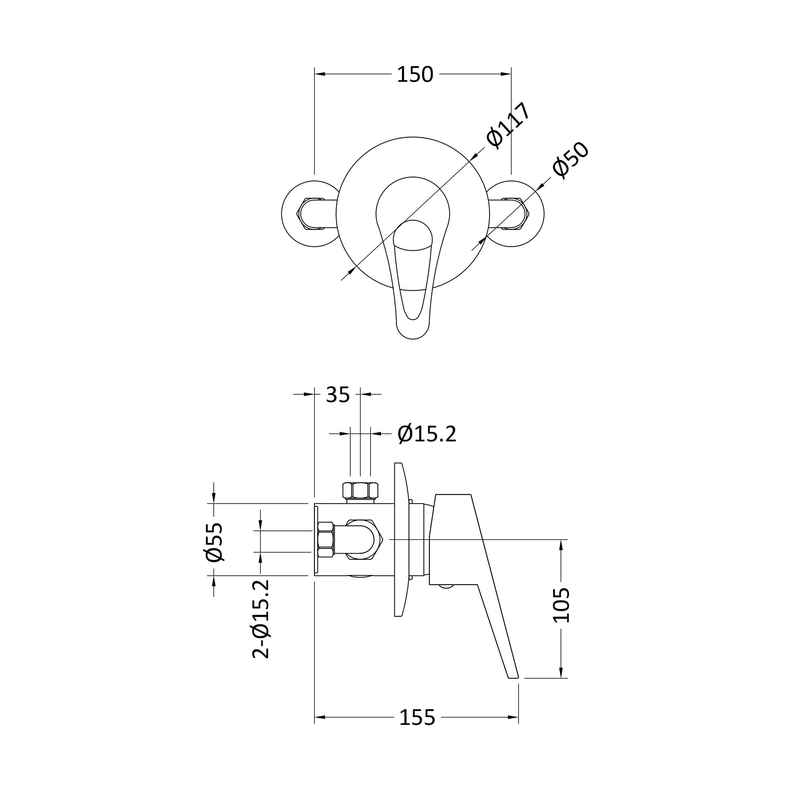 Round Concealed Or Exposed Manual Shower Valve (1 Outlet) - Chrome - Image 2