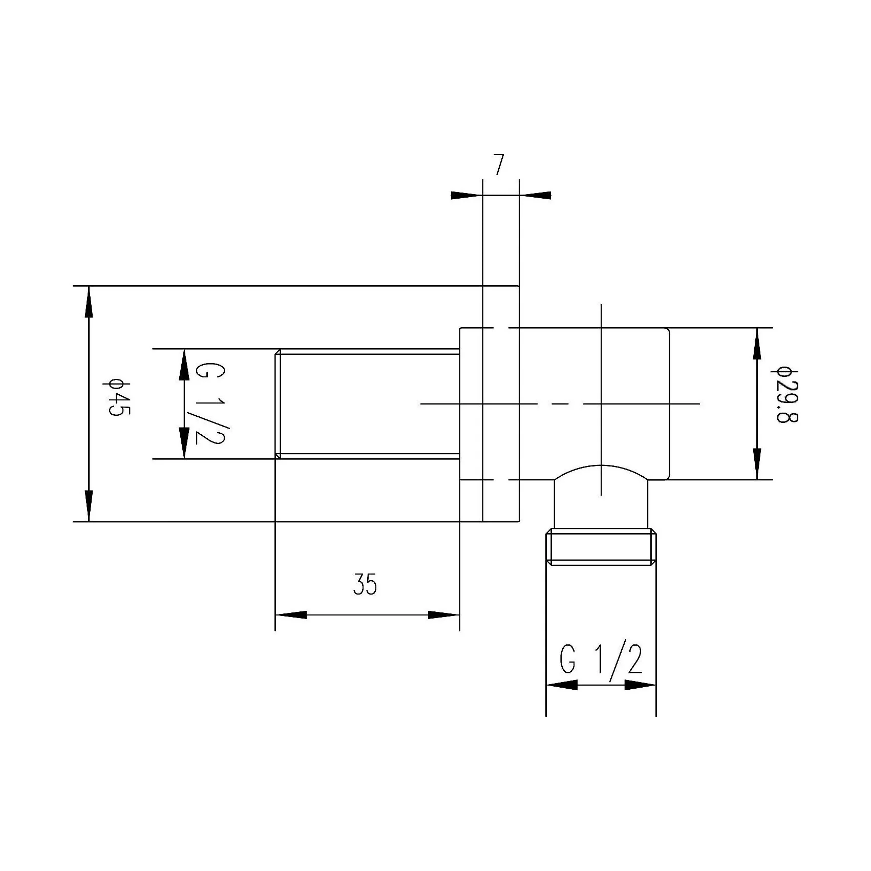 Round Minimalist Outlet Elbow - Chrome - Image 2