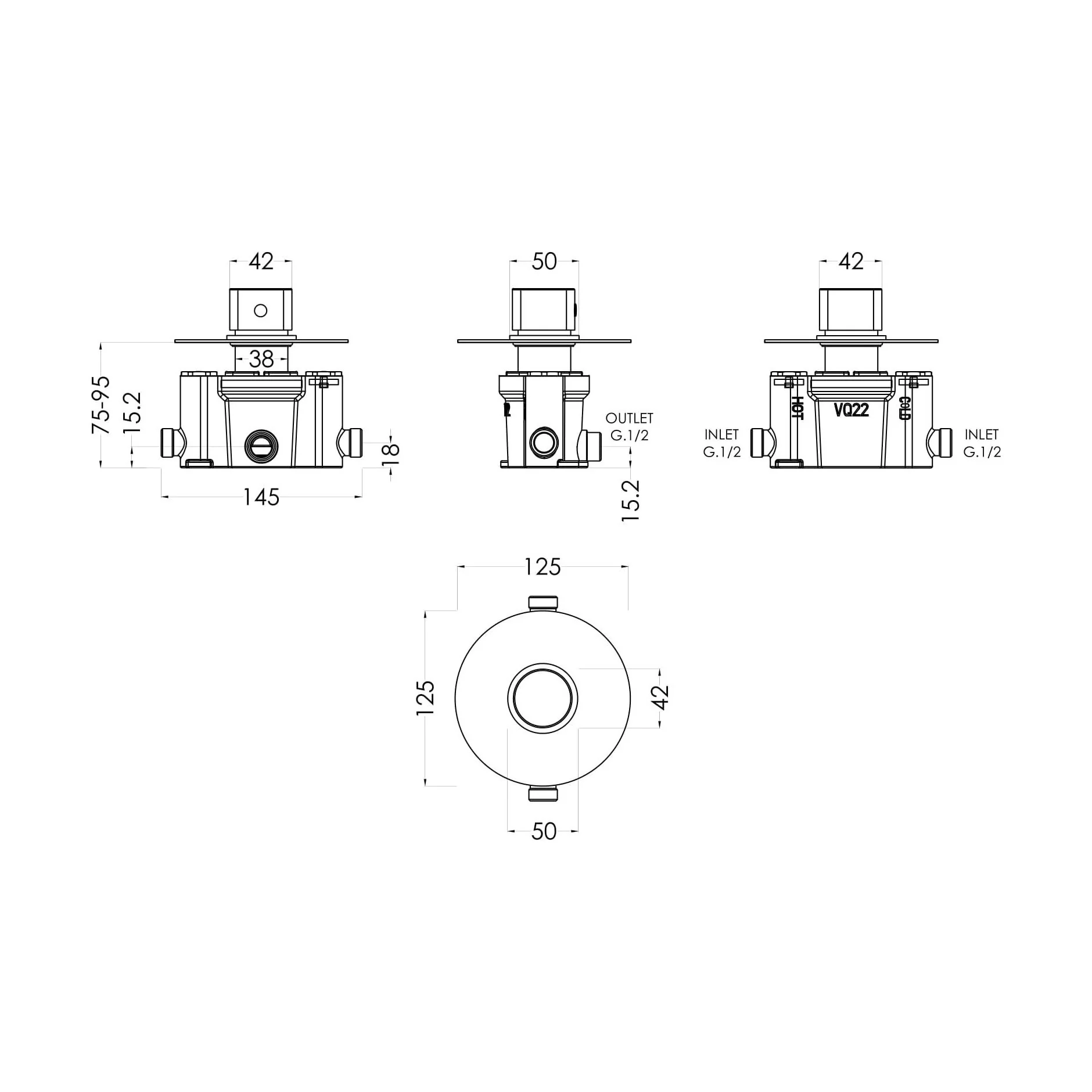 Balterley Pride Round Concealed Temperature Control Valve - Chrome - Image 2