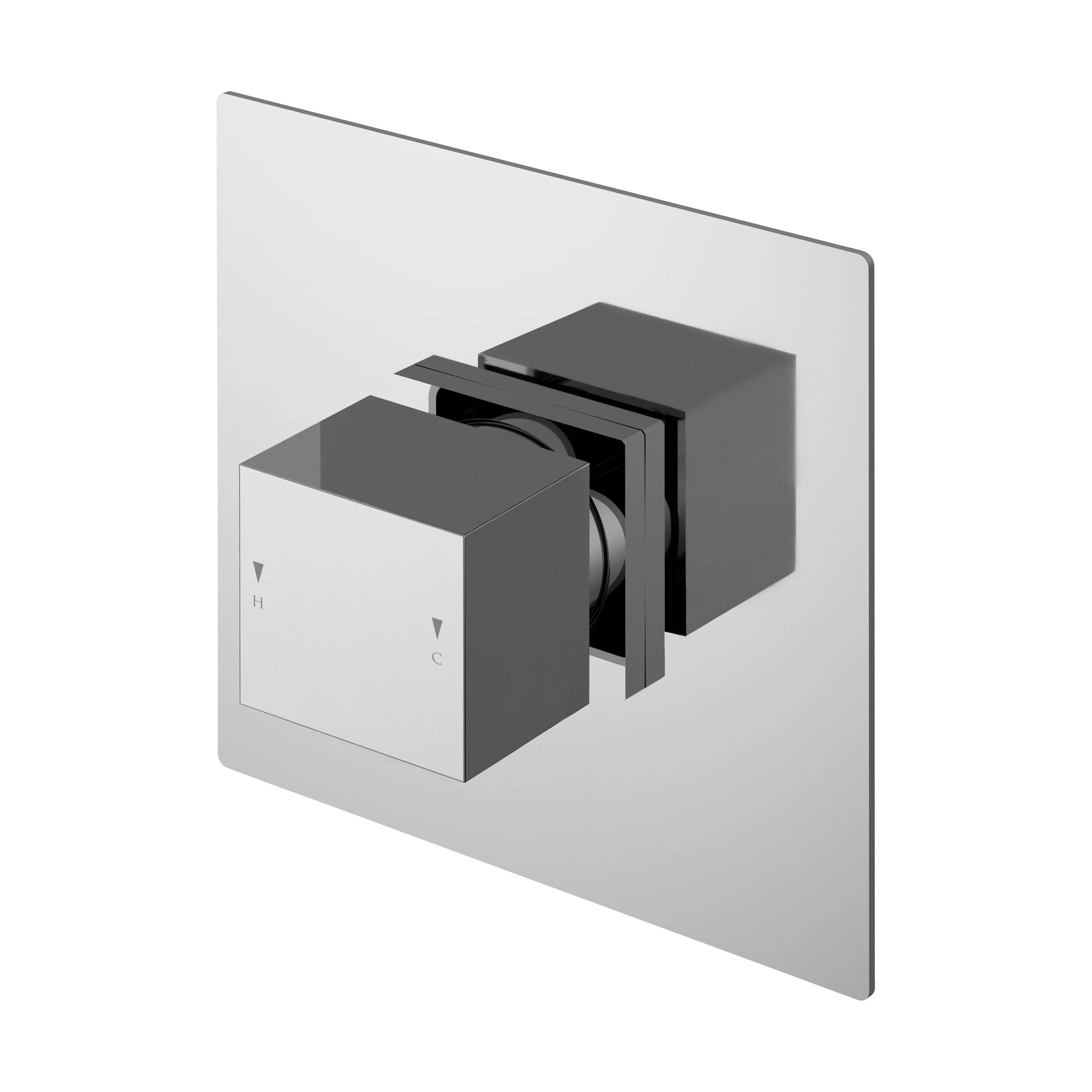 Ripple Contemporary Bathroom Square Concealed Thermostatic Temperature Control Shower Valve, 125mm - Chrome by Balterley