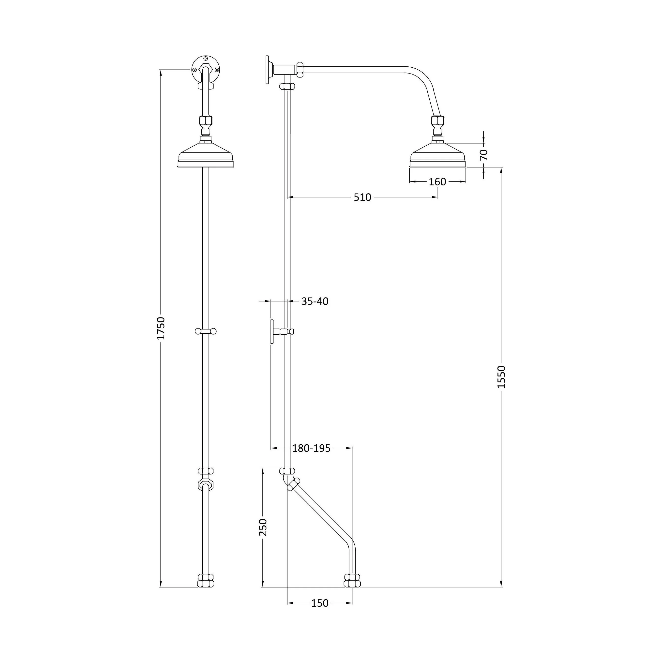 Rigid Riser Kit with Swivel Spout    - Chrome - Image 2