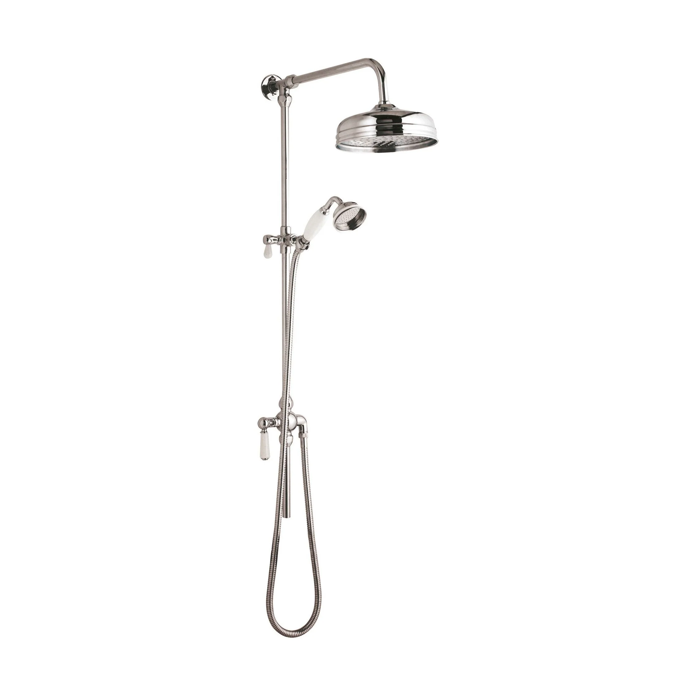 Exposed Grand Rigid Riser Shower Kit with Fixed Head & Handset  - Chrome/White