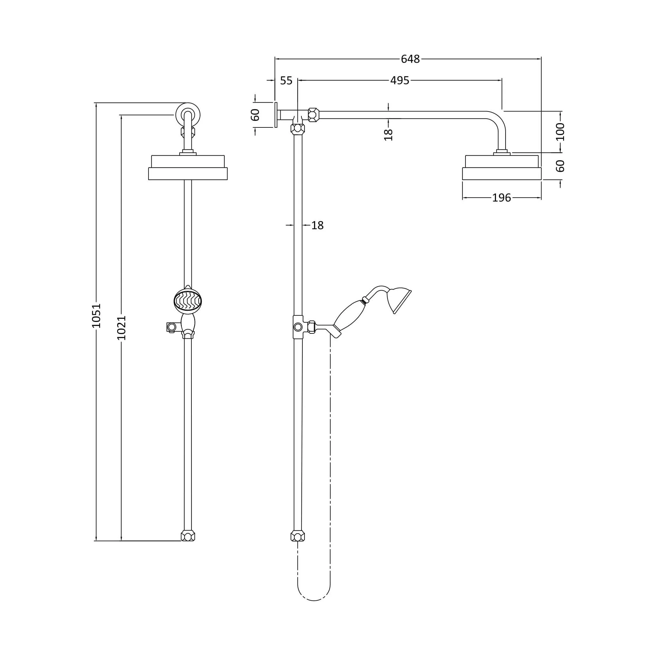 Luxury Rigid Riser Shower Kit with Fixed Head & Handset - Chrome/White - Image 2