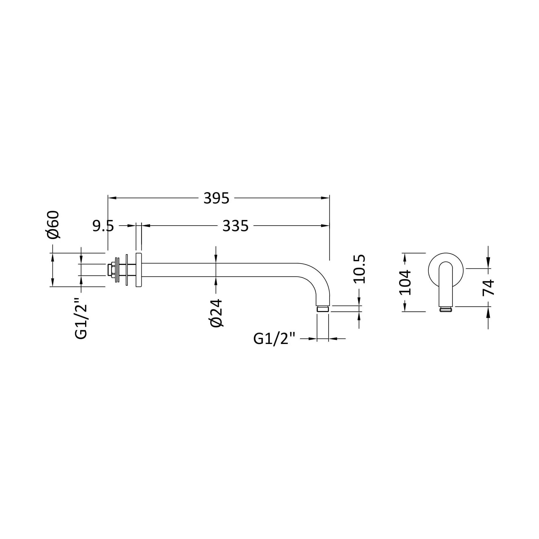 Balterley Round Wall Mount Shower Arm - 345mm - Chrome - Image 7