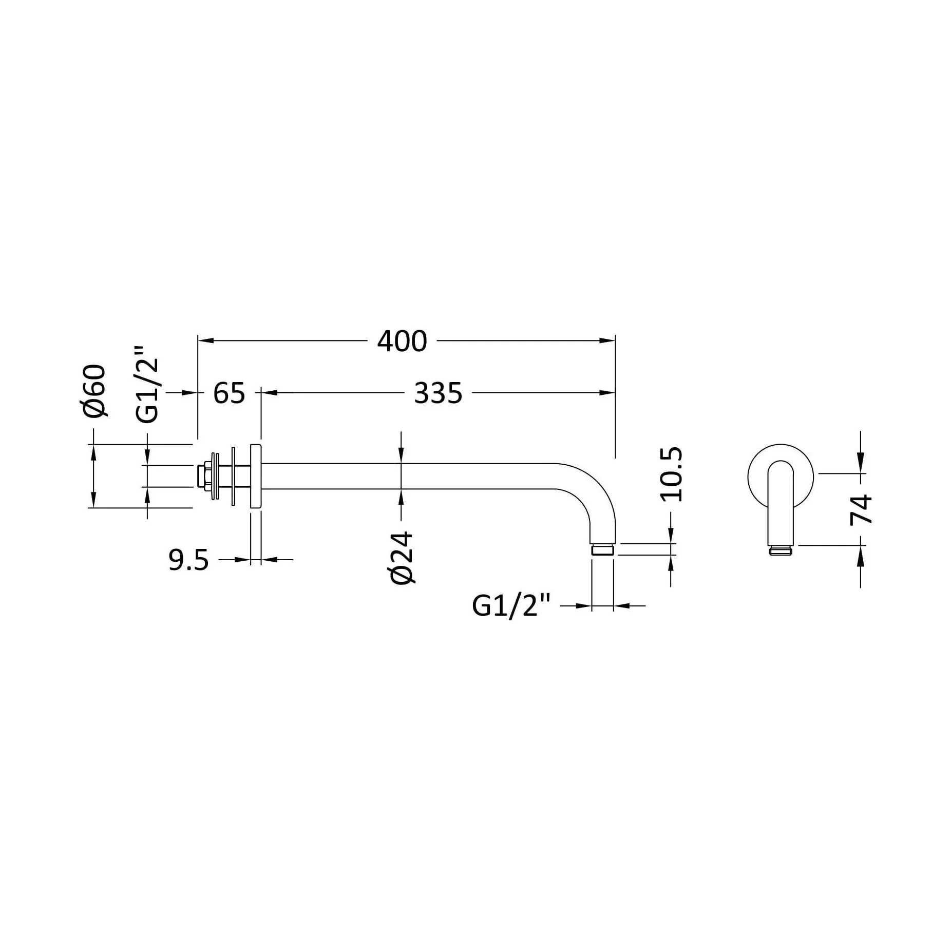 Balterley Round Wall Mount Shower Arm - 345mm - Chrome - Image 8