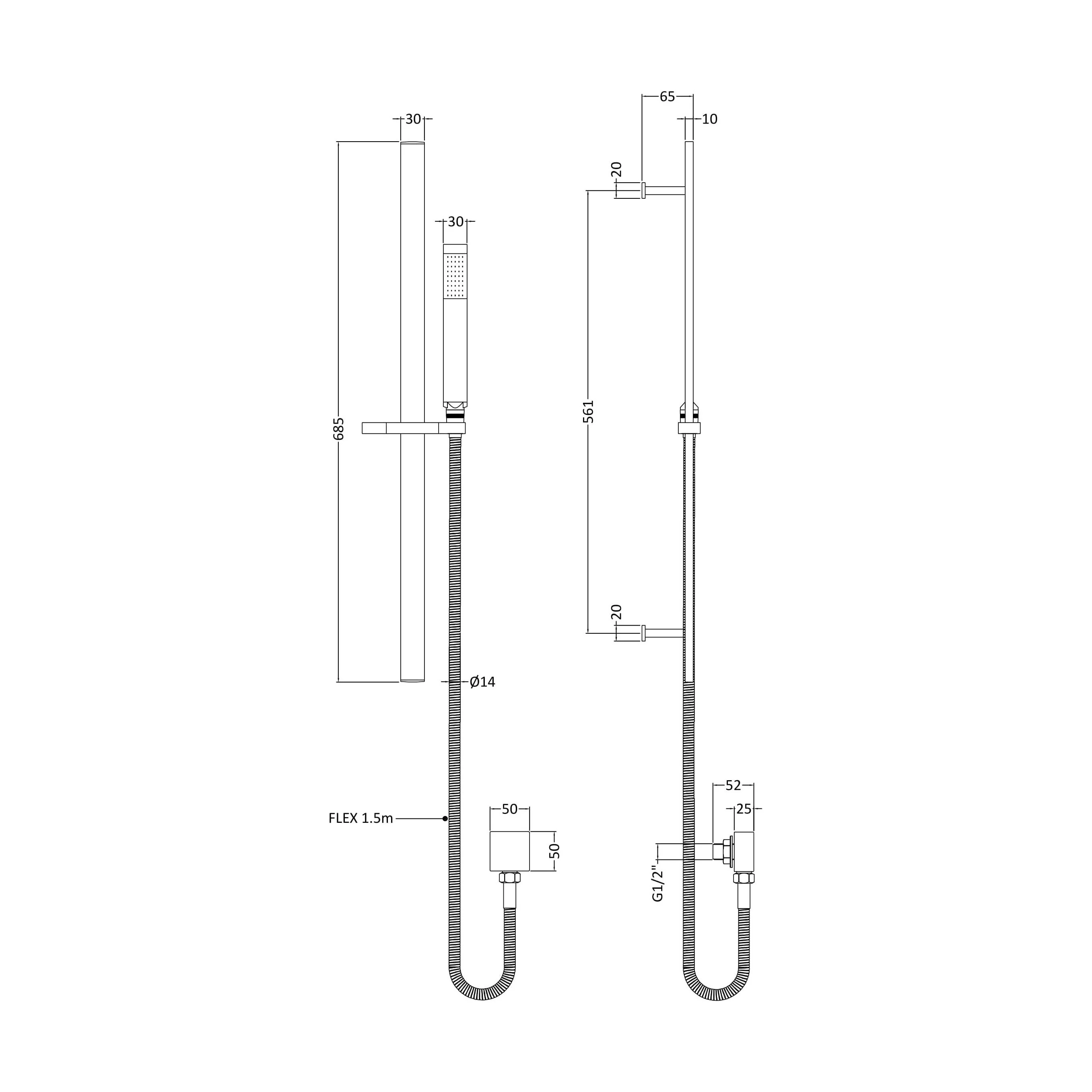 Rectangular Slider Rail Kit with Outlet Elbow - Matt Black - Image 6