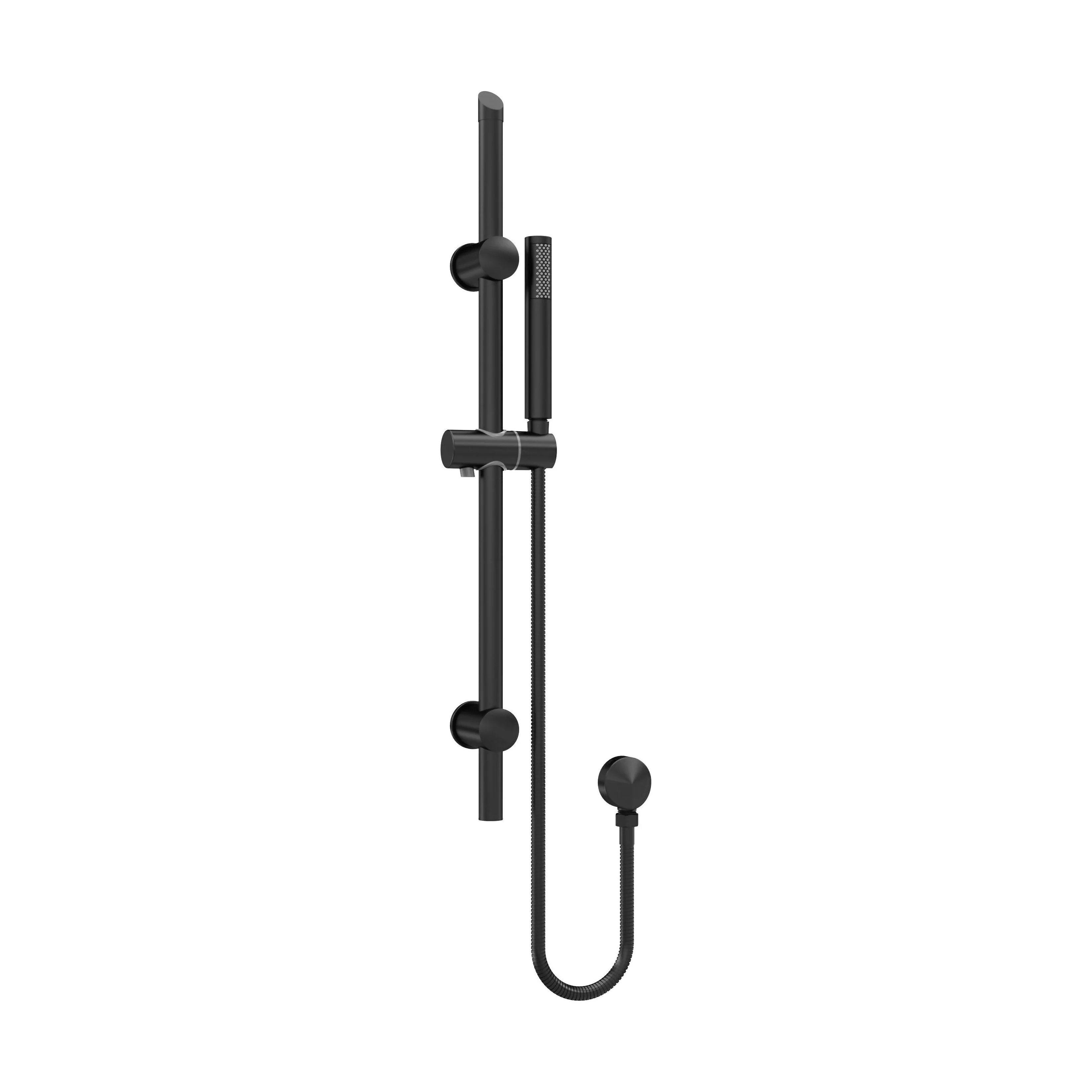 Round Slide Rail Shower Kit with Outlet Elbow - Matt Black