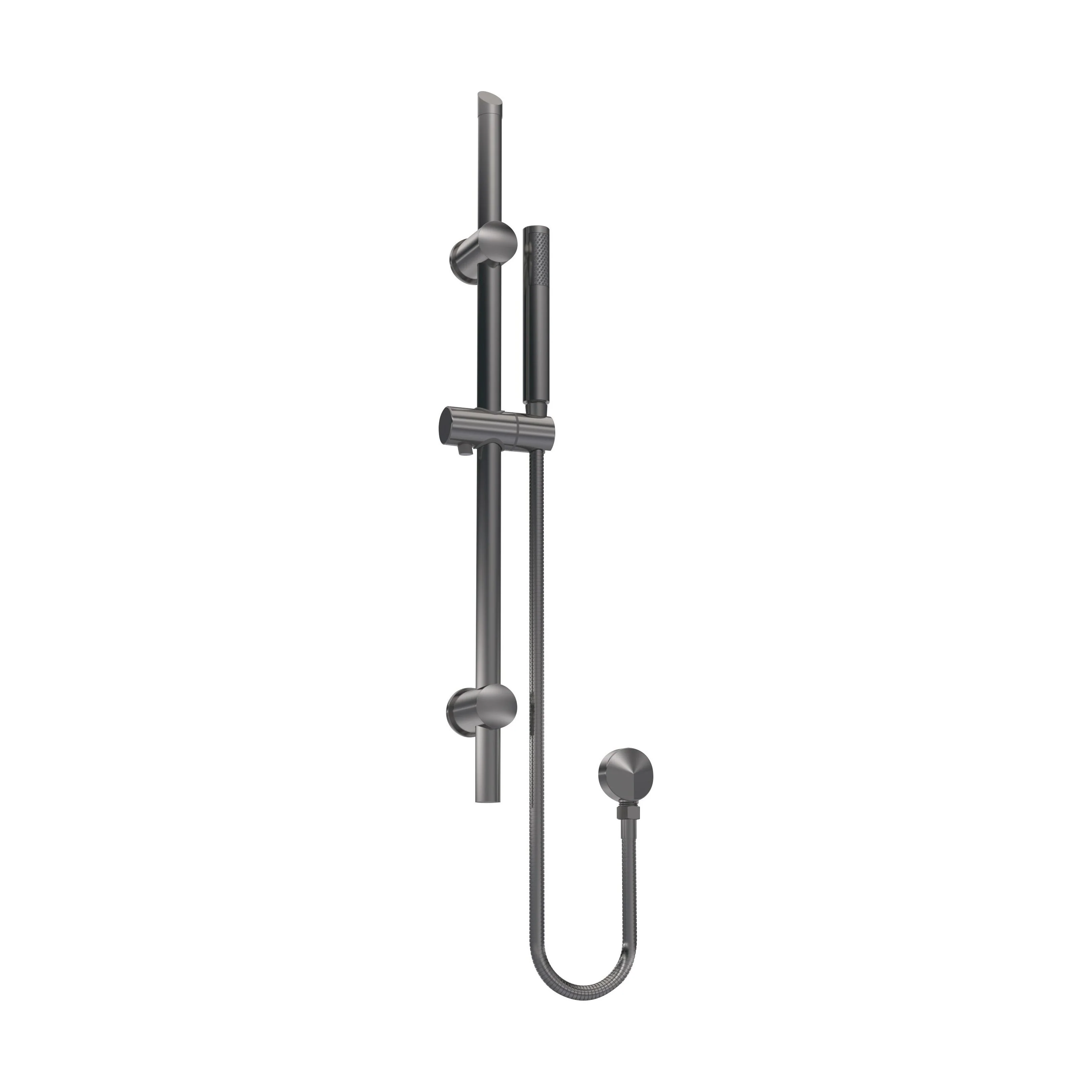 Round Slide Rail Shower Kit with Outlet Elbow - Matt Black - Image 2