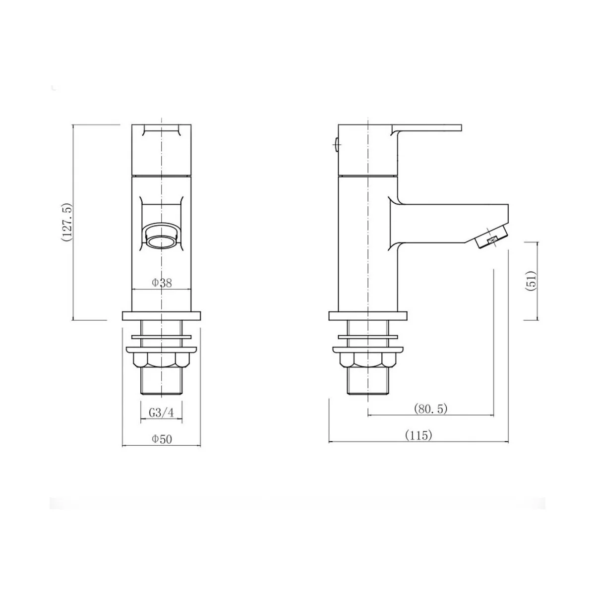 Modern Bathroom Round Bath Pillar Taps (Pair) - Black - Image 2