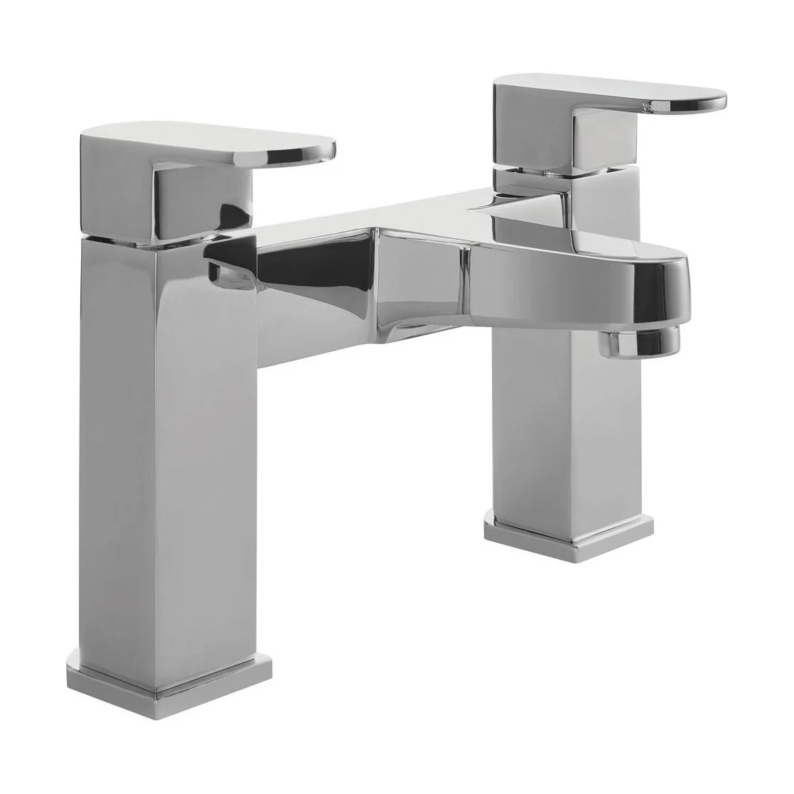 Modern Bathroom Soft Square Deck Mounted Bath Filler Tap - Chrome