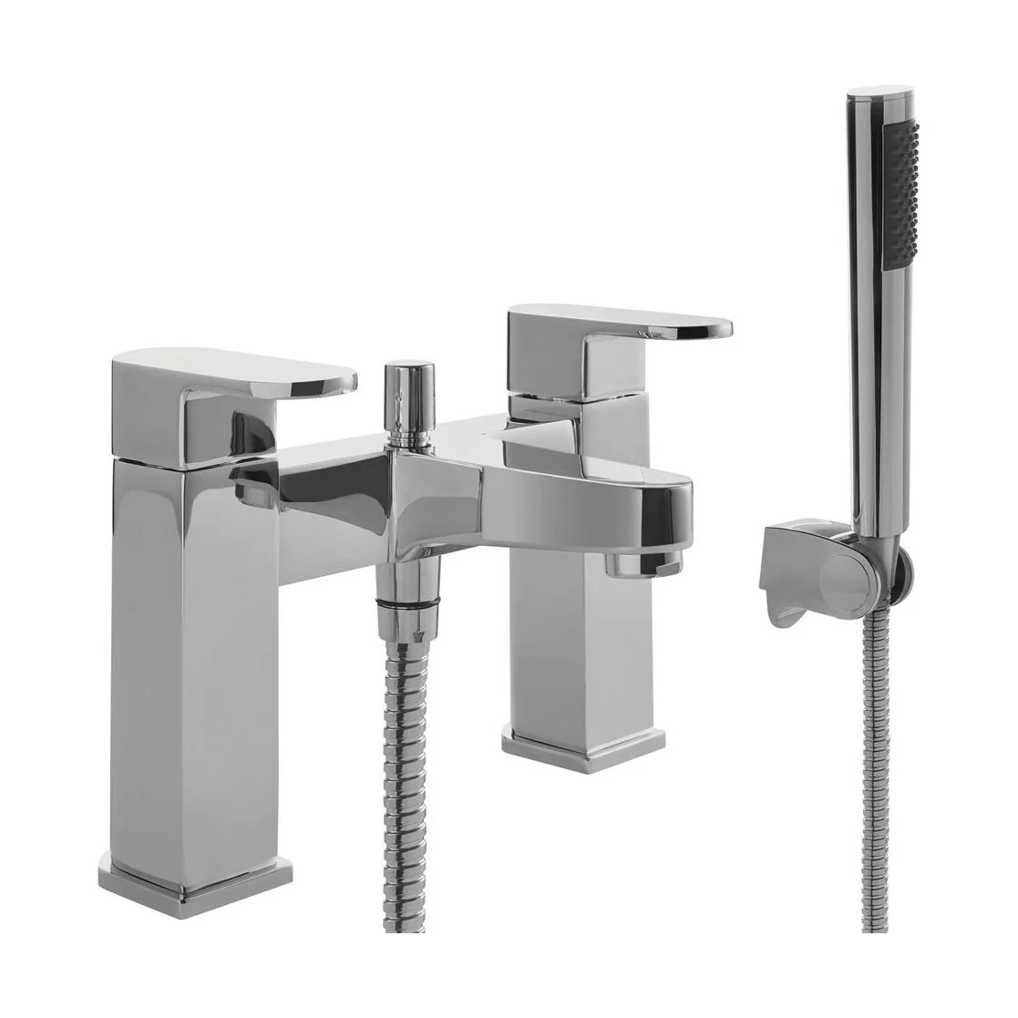 Modern Bathroom Soft Square Deck Mounted Bath Shower Mixer Tap - Chrome